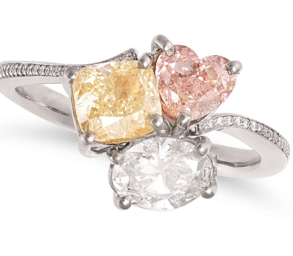 Heart Cut A Fancy coloured Diamond Dress Ring For Sale