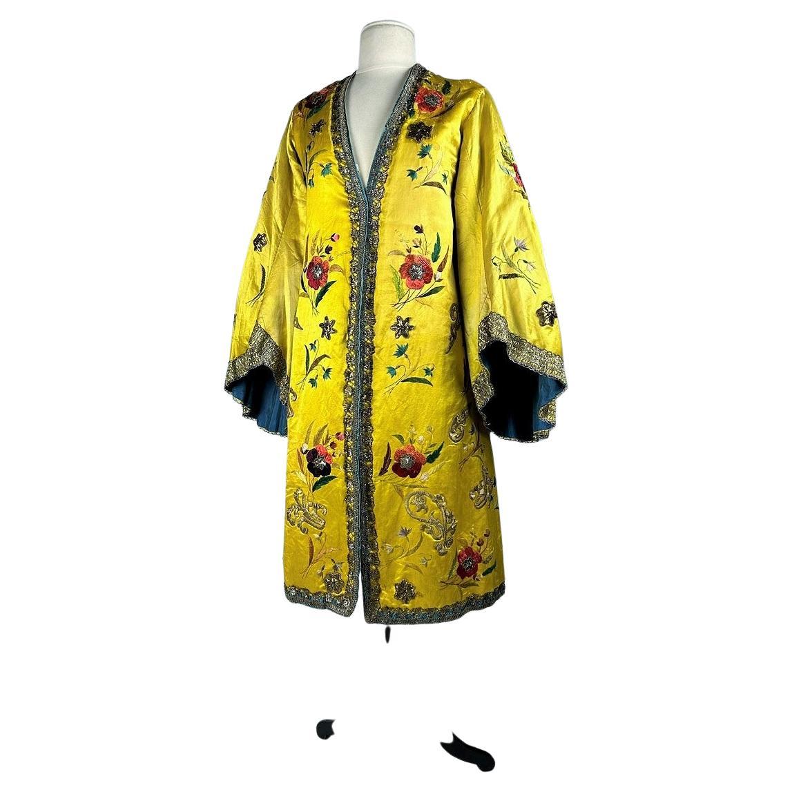 A Fancy kaftan in Yellow Embroidered Satin - France Circa 1860-1900 For ...