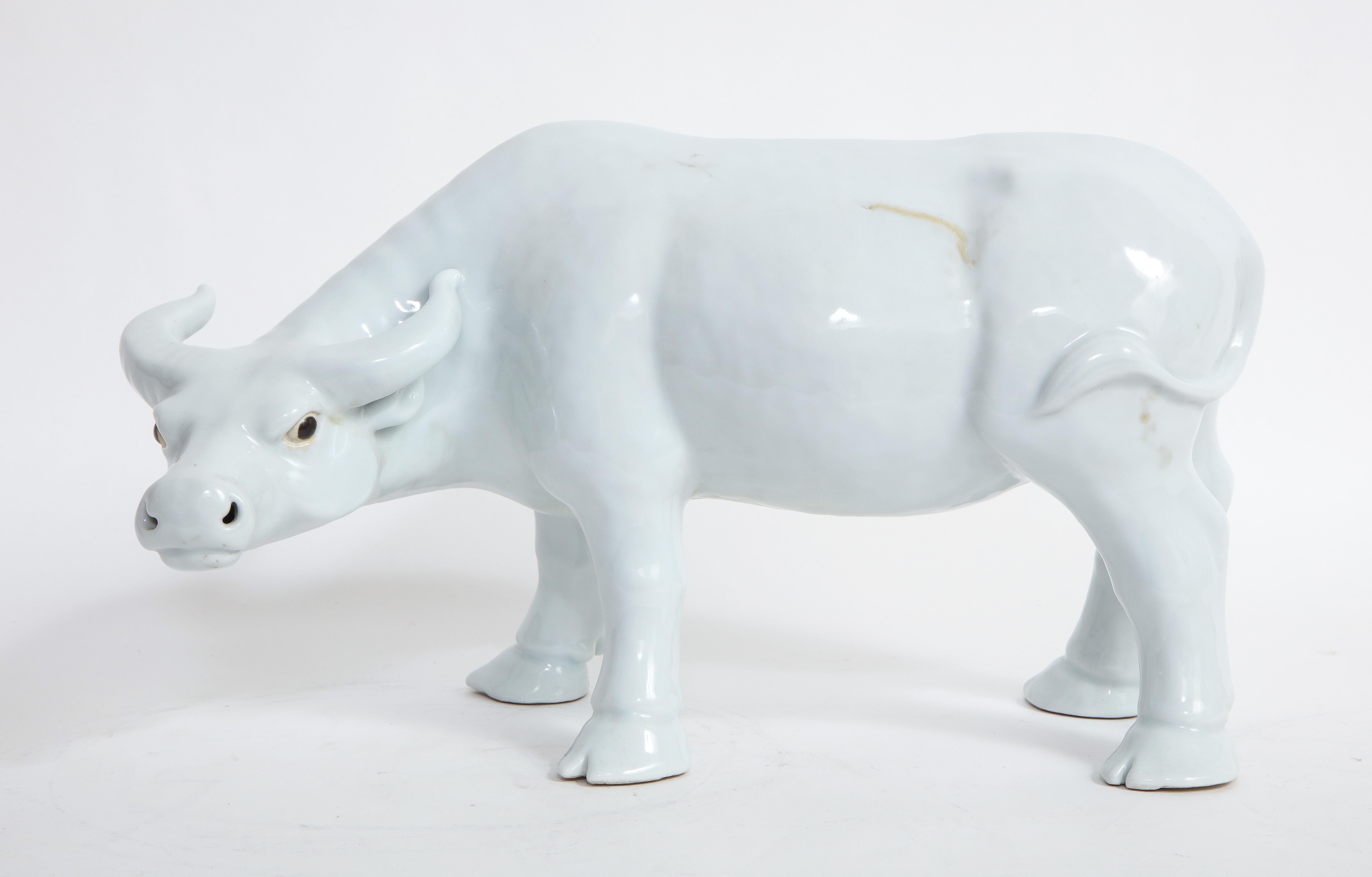Chinese Export Fantastic 19th Century Chinese Blanc De Chine Model of a Water Buffalo or Ox For Sale