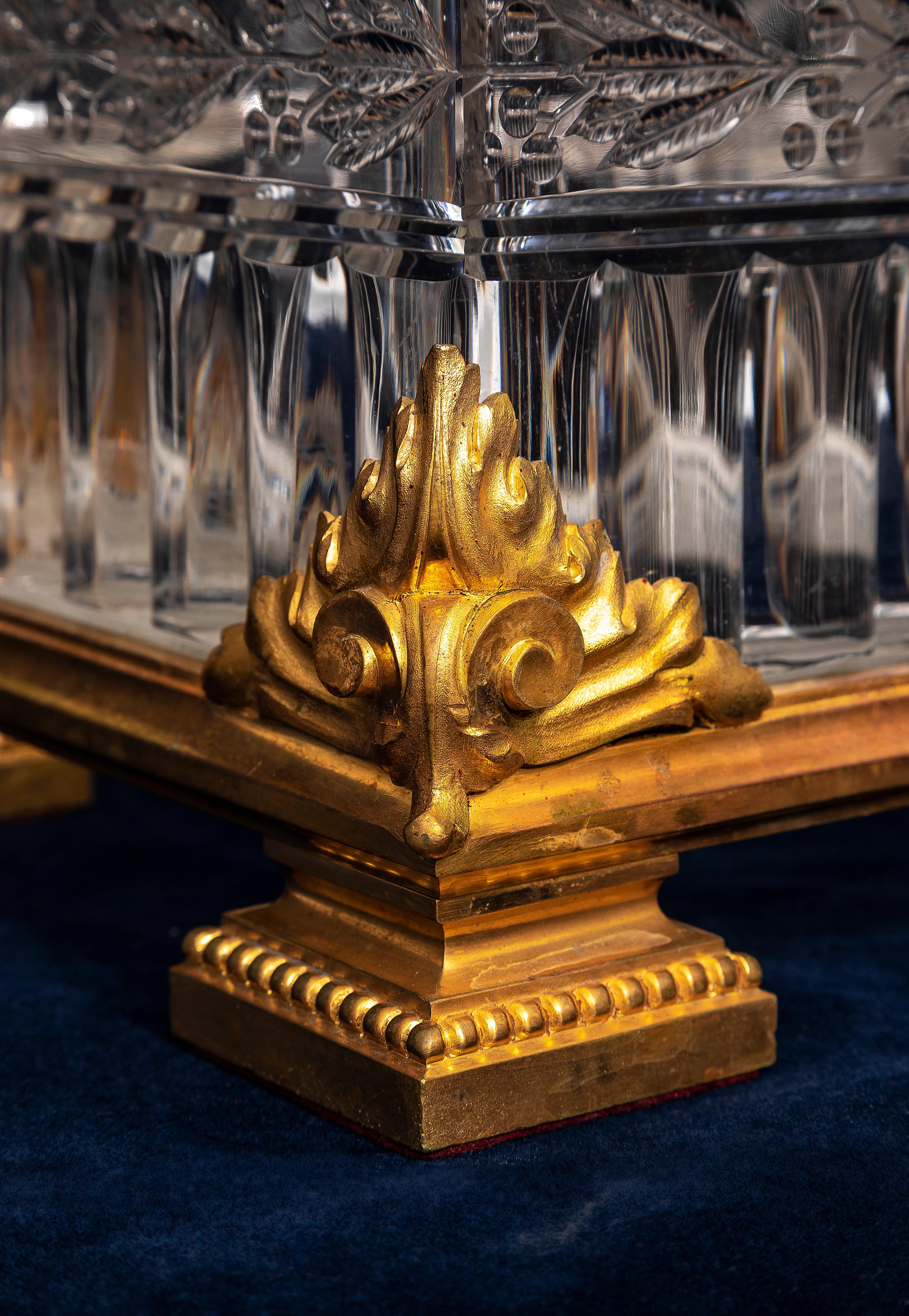 A Fantastic 19th Century French Baccarat Ormolu and Crystal Centerpiece, Signed For Sale 4