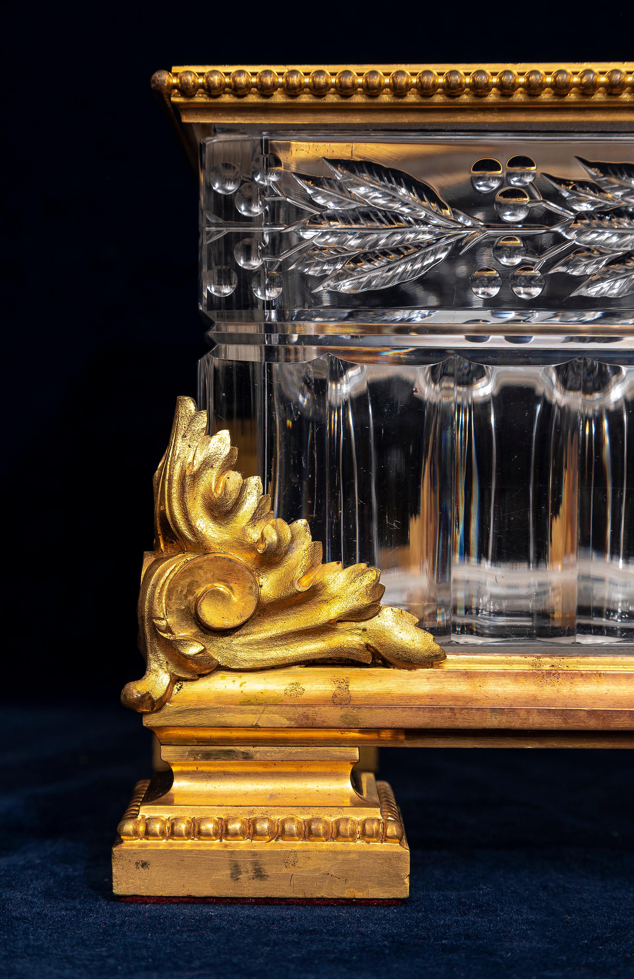 A Fantastic 19th Century French Baccarat Ormolu and Crystal Centerpiece, Signed For Sale 5