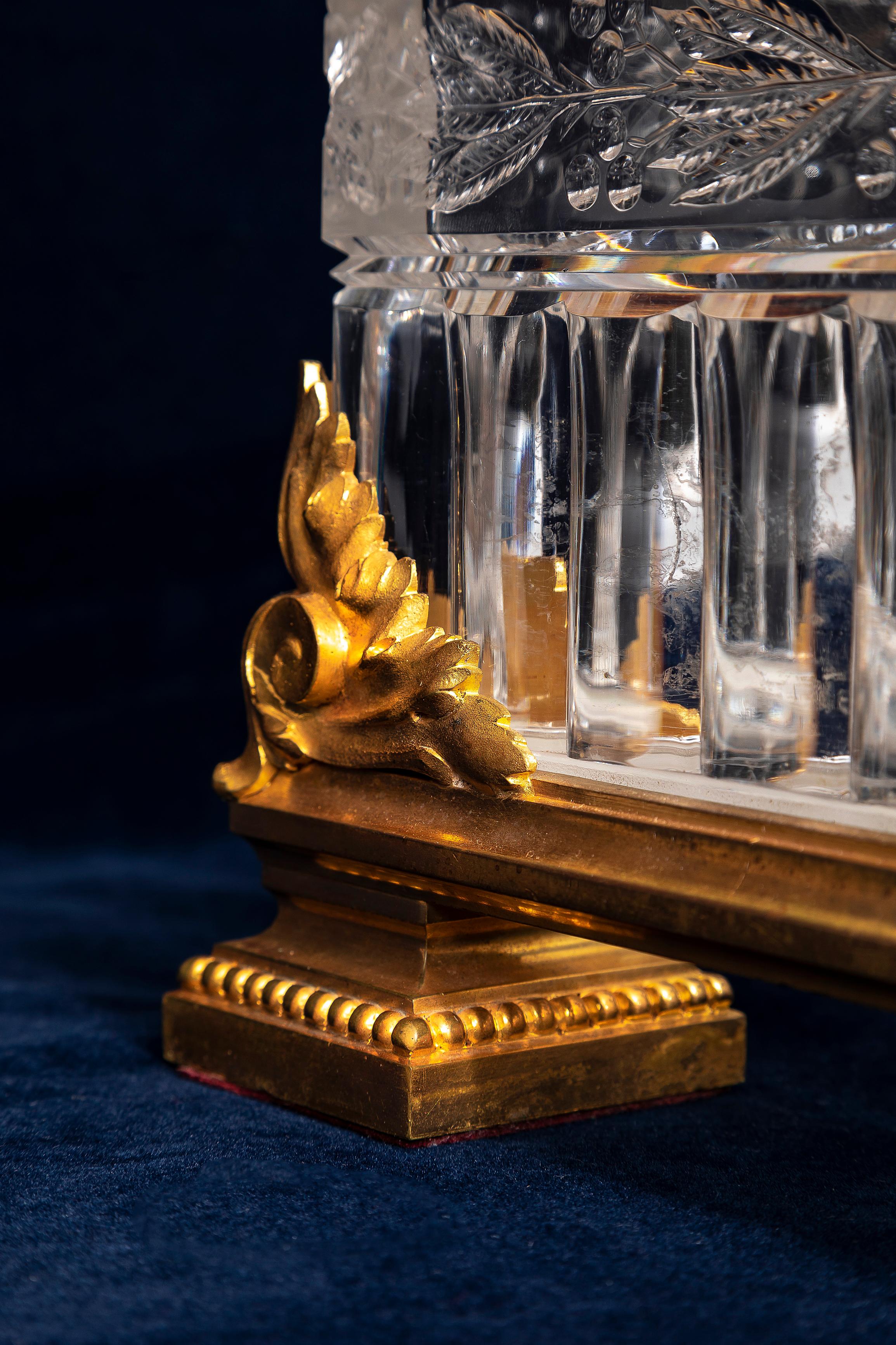 A Fantastic 19th Century French Baccarat Ormolu and Crystal Centerpiece, Signed For Sale 6