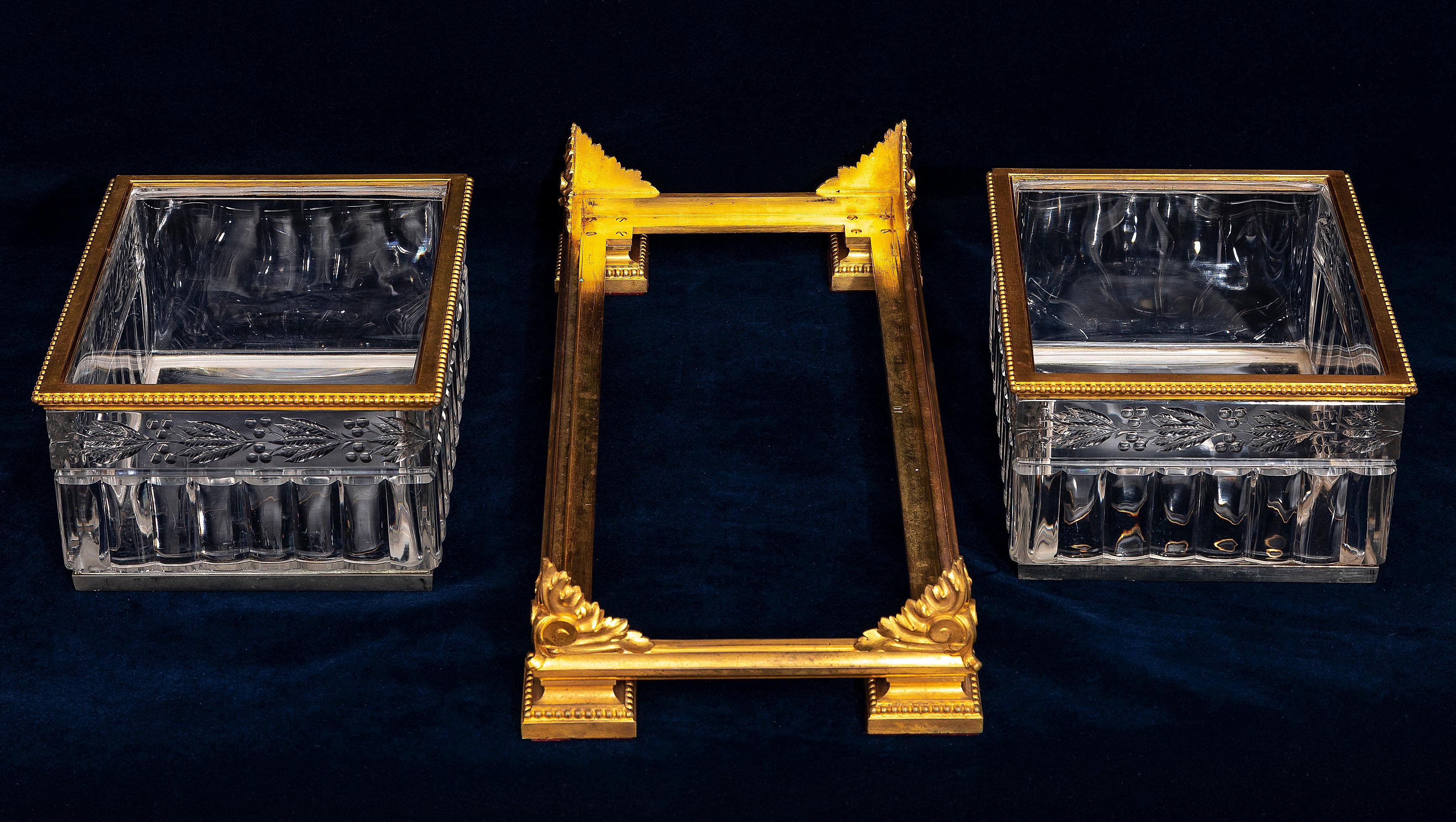 A Fantastic 19th Century French Baccarat Ormolu and Crystal Centerpiece, Signed For Sale 8