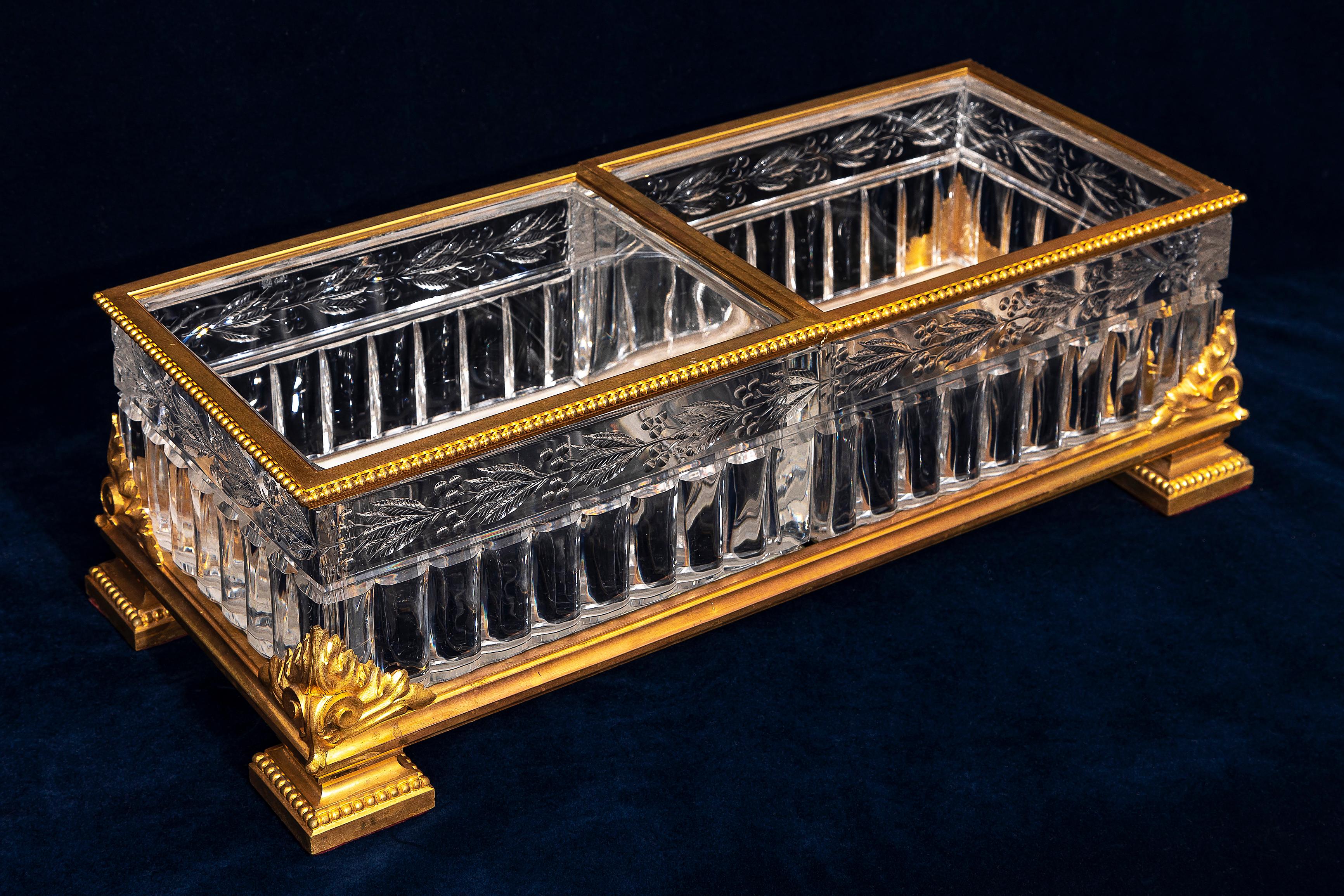 Hand-Crafted A Fantastic 19th Century French Baccarat Ormolu and Crystal Centerpiece, Signed For Sale