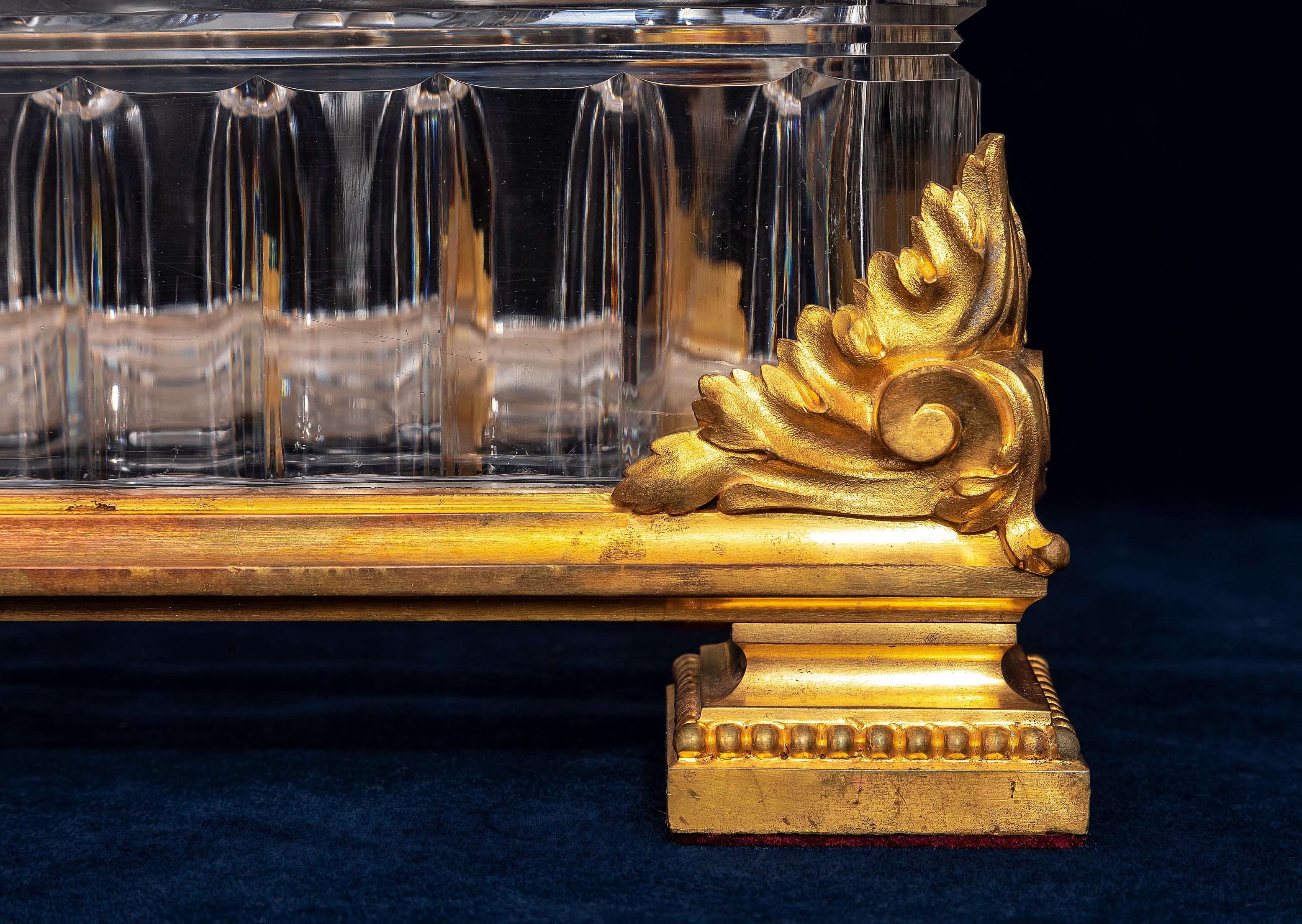 A Fantastic 19th Century French Baccarat Ormolu and Crystal Centerpiece, Signed For Sale 3