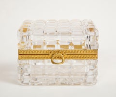 Fantastic 19th Century French Dore Bronze Mounted Hand-Cut Prismic Crystal Box