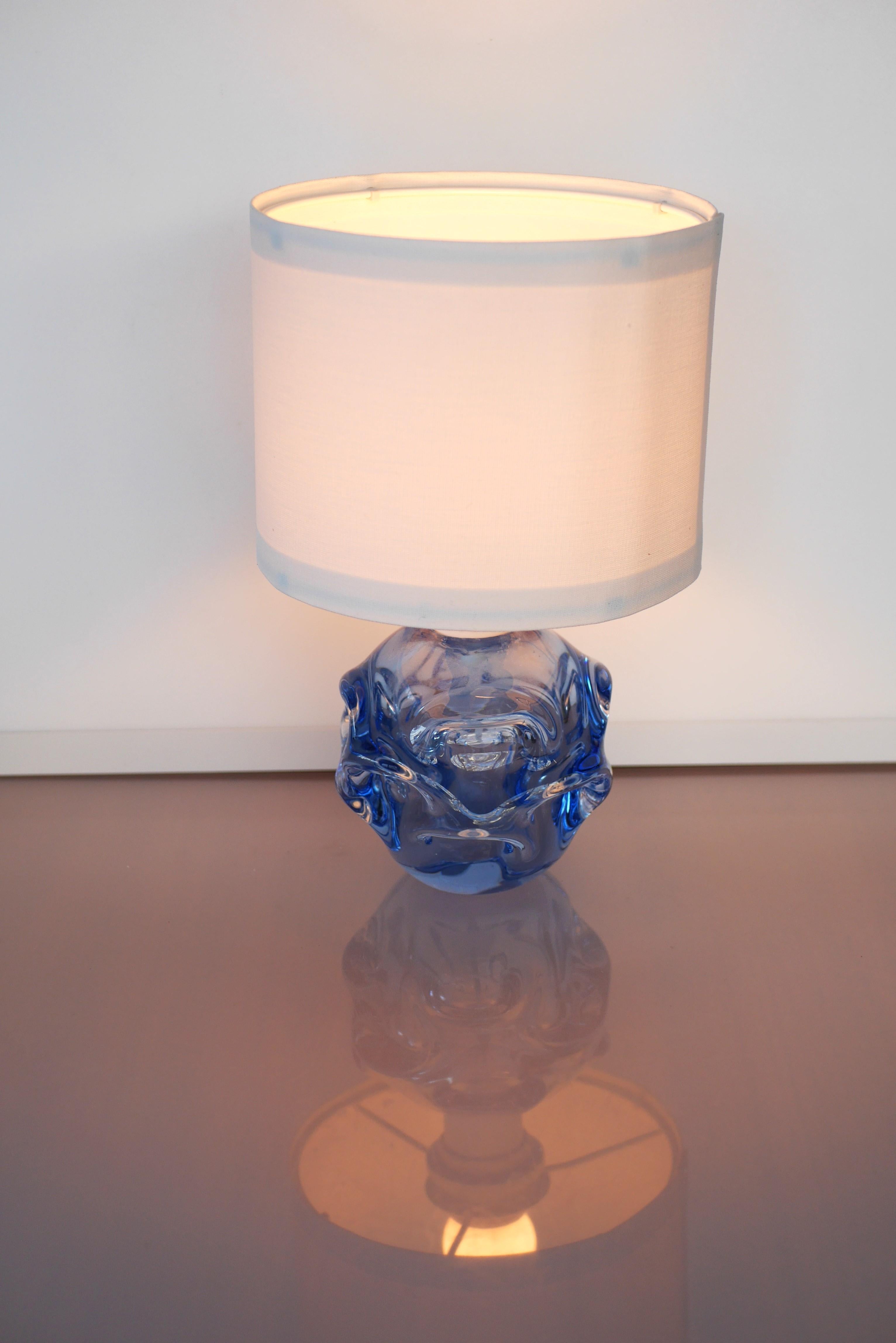 A Fantastic Blue Glass Lamp by Börne Augustsson for Åseda, Sweden For Sale 2
