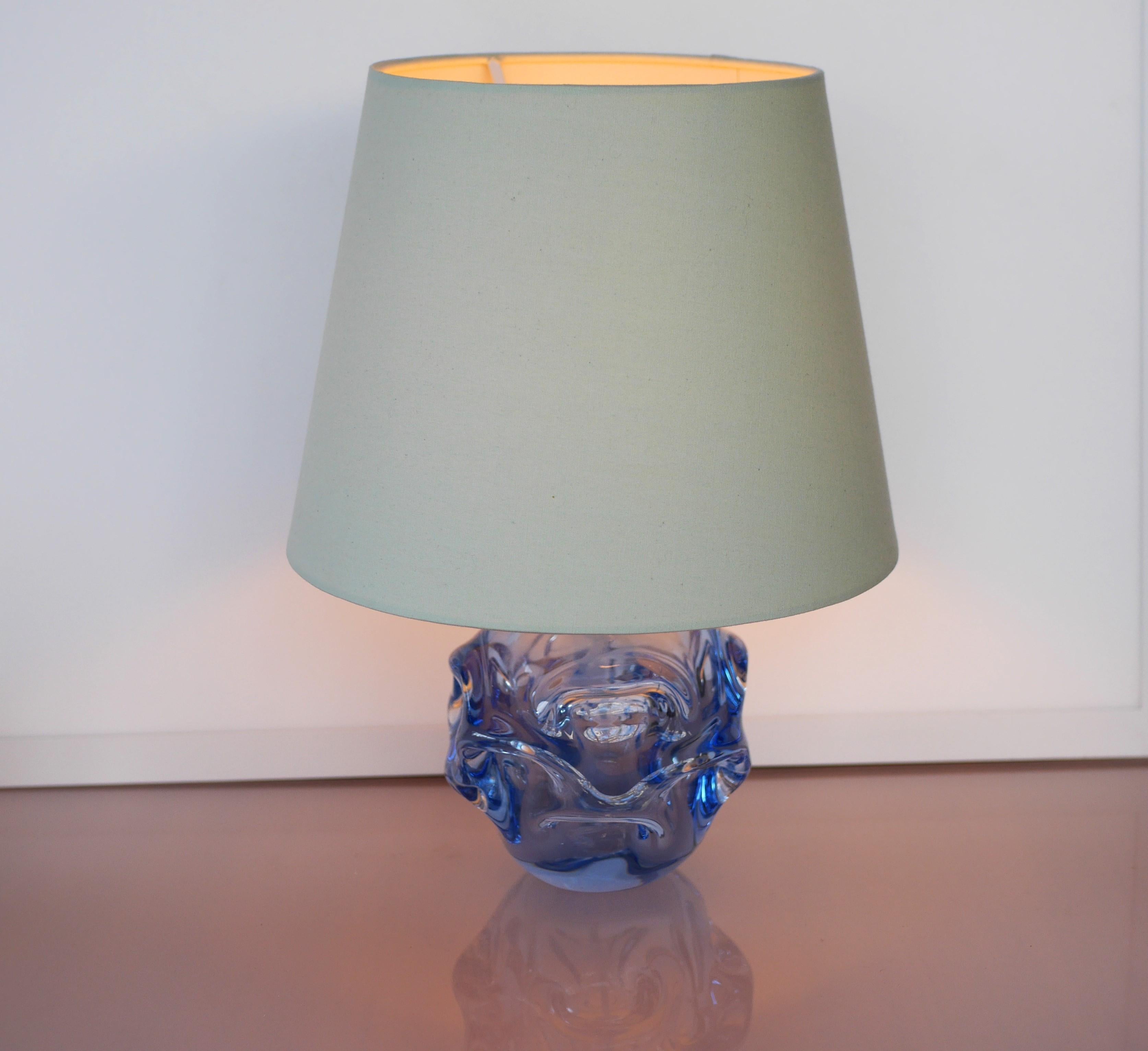 A Fantastic Blue Glass Lamp by Börne Augustsson for Åseda, Sweden For Sale 3