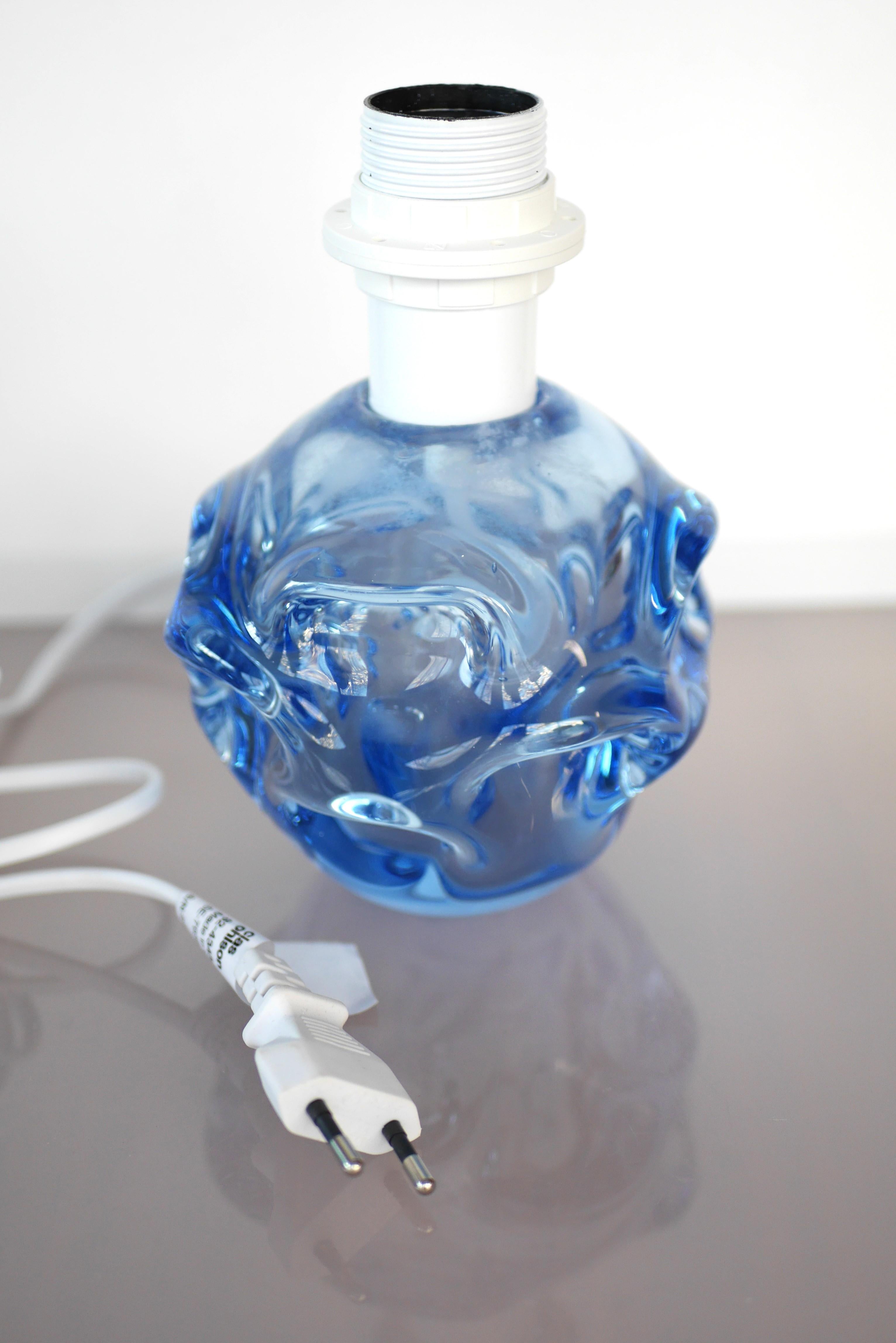 A Fantastic Blue Glass Lamp by Börne Augustsson for Åseda, Sweden For Sale 2