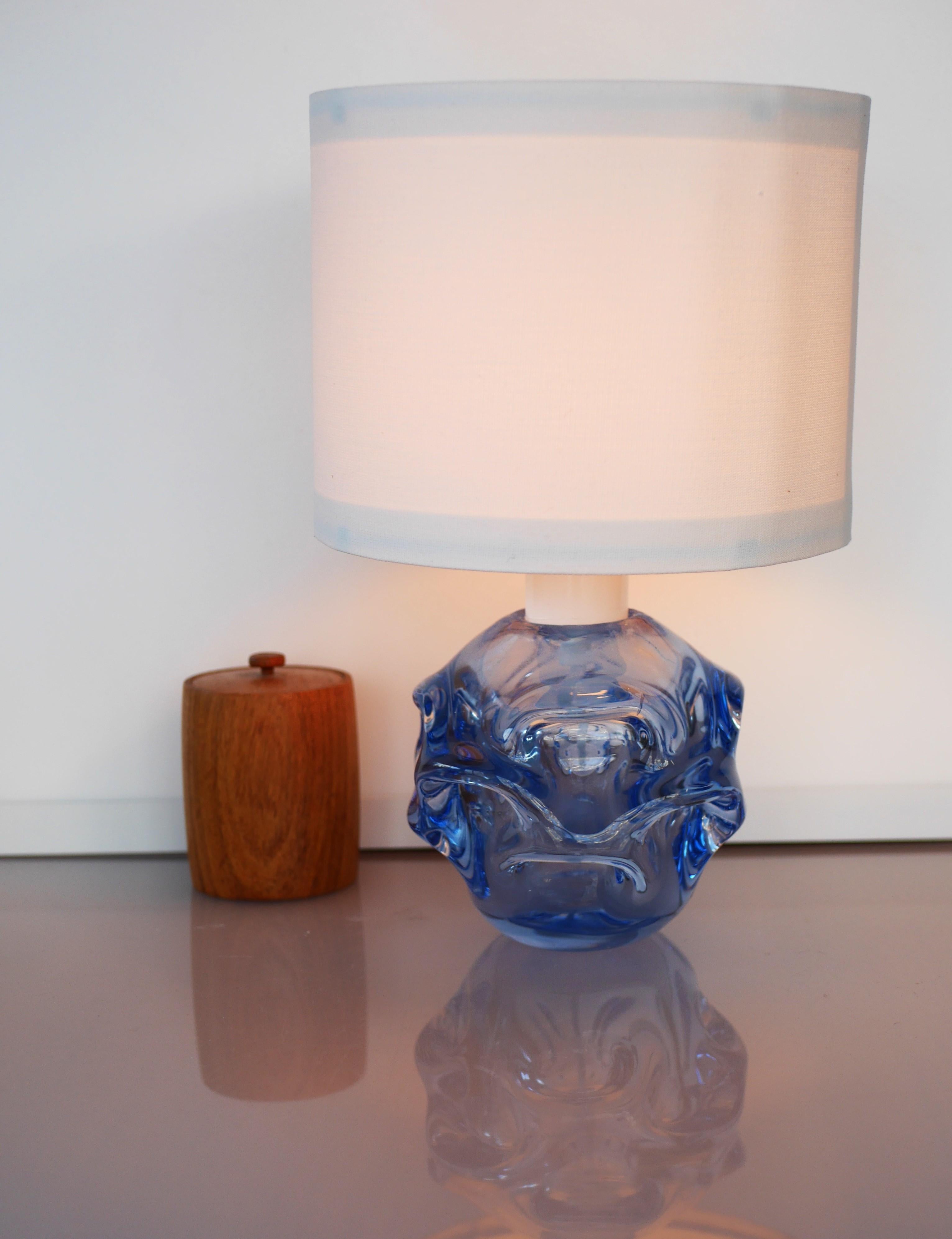 Mid-Century Modern A Fantastic Blue Glass Lamp by Börne Augustsson for Åseda, Sweden For Sale