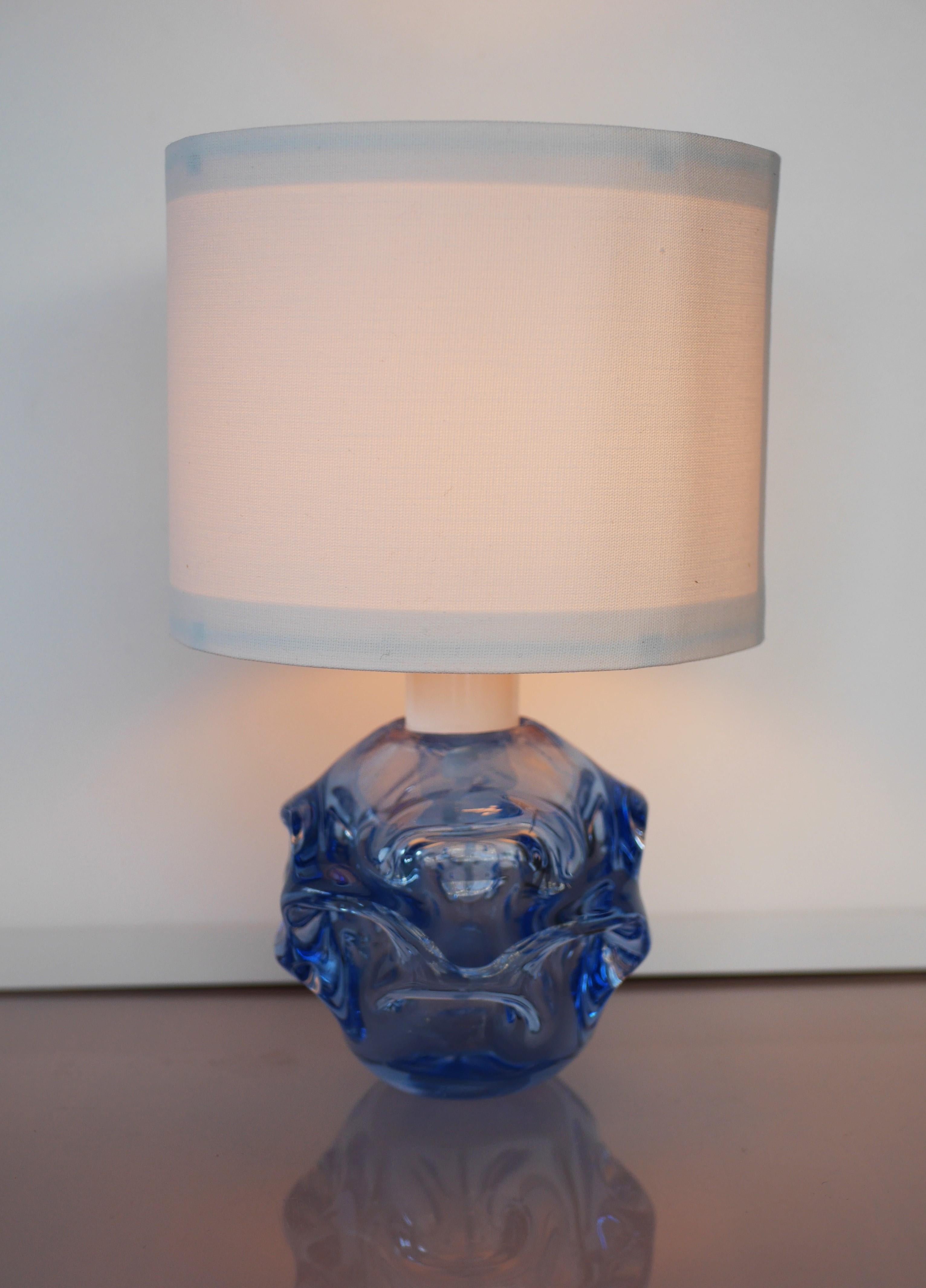 A Fantastic Blue Glass Lamp by Börne Augustsson for Åseda, Sweden In Good Condition For Sale In Skarpnäck, SE