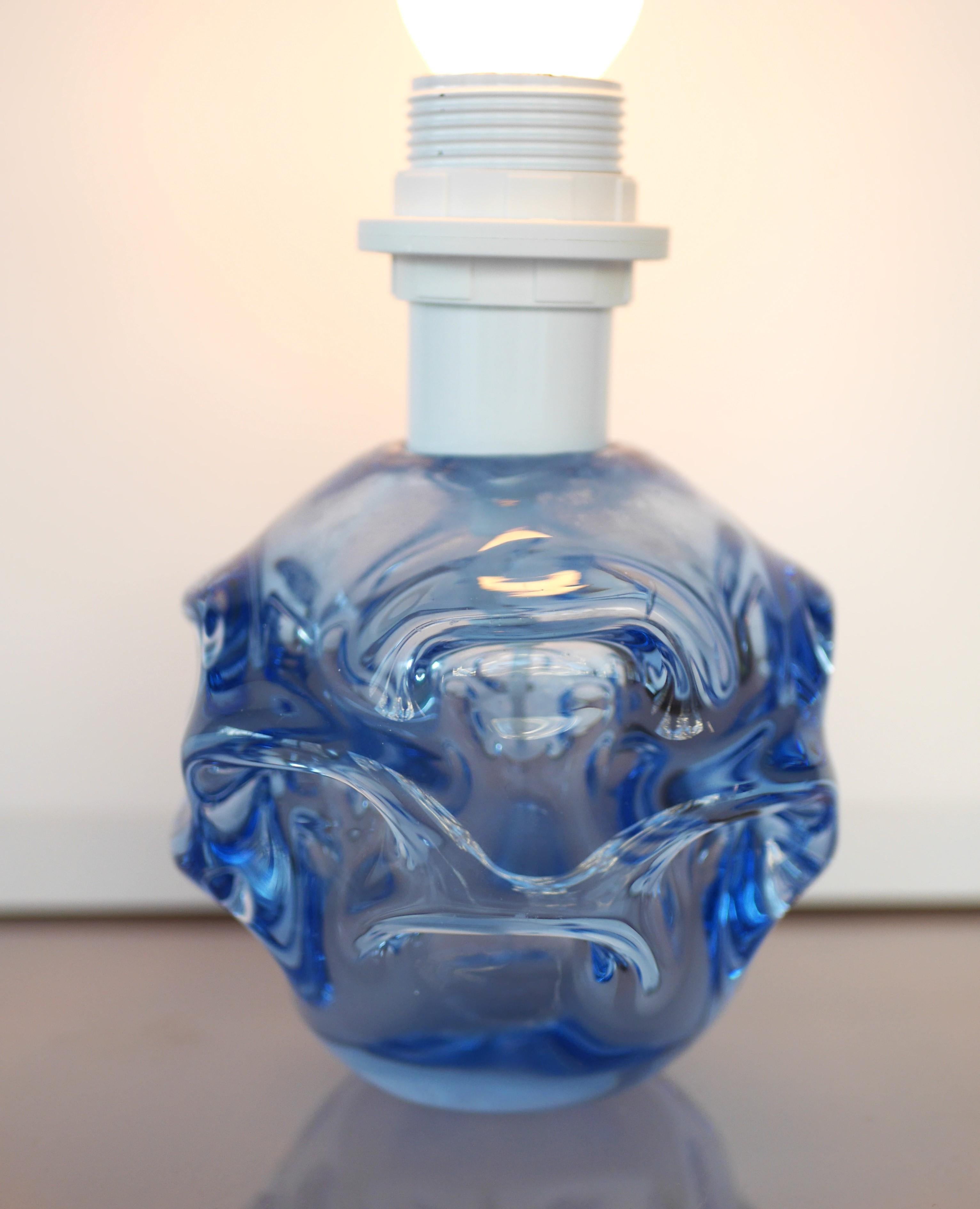 Blown Glass A Fantastic Blue Glass Lamp by Börne Augustsson for Åseda, Sweden For Sale