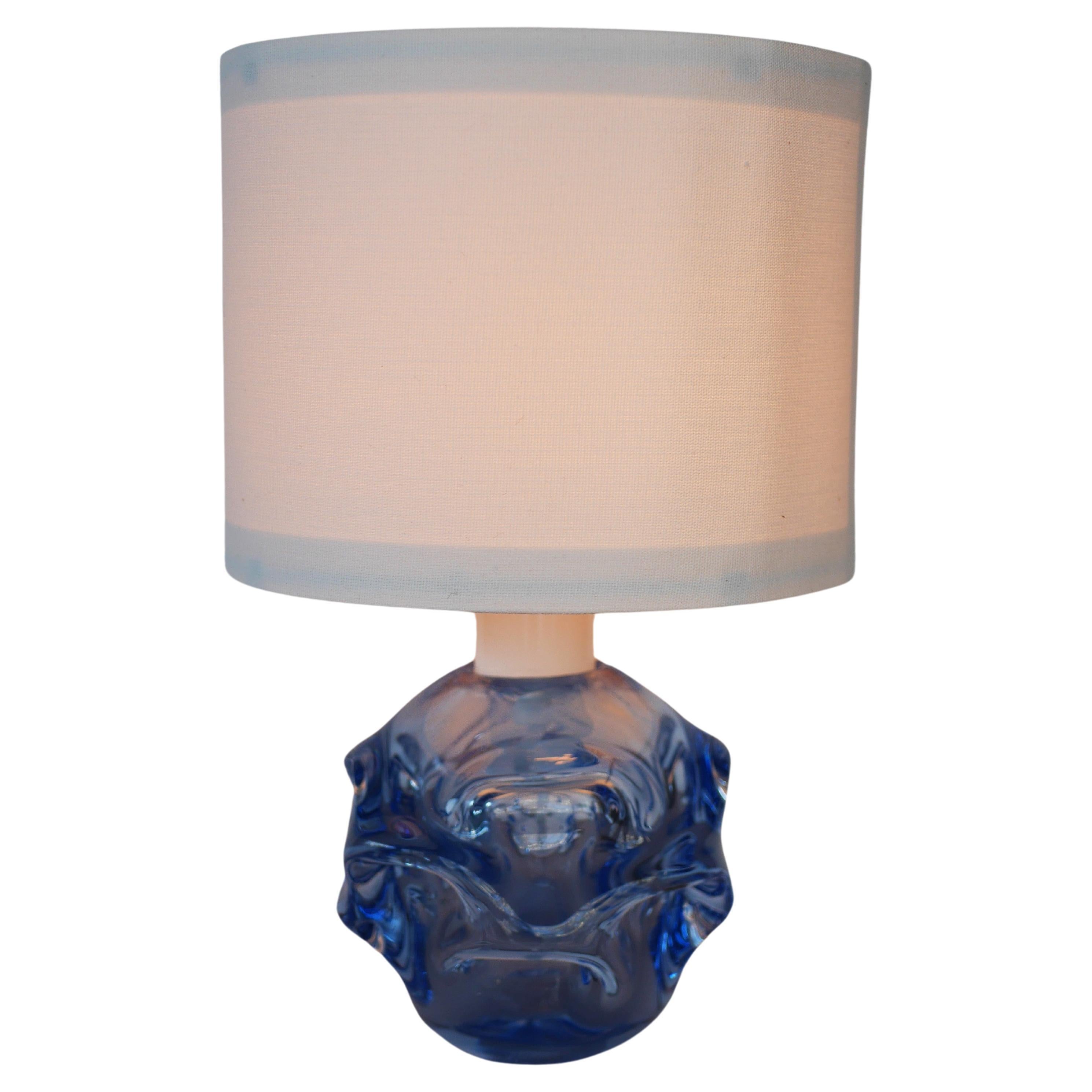 Fantastique lampe en verre bleu de Börne Augustsson pour Åseda, Suède en vente