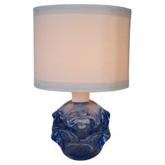 Una fantástica lámpara de cristal azul de Börne Augustsson para Åseda, Suecia