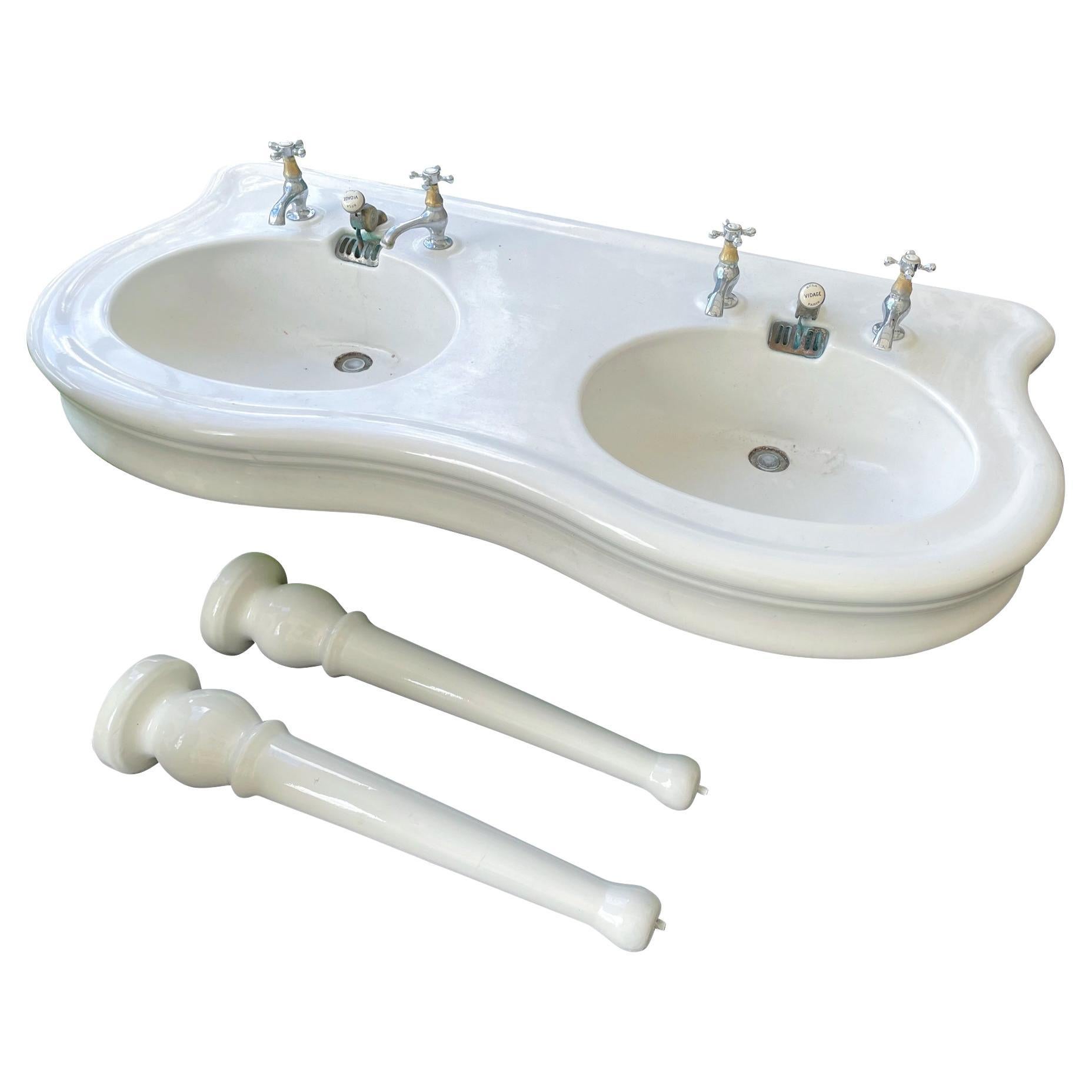 Fantastic Double Sink with Column Legs