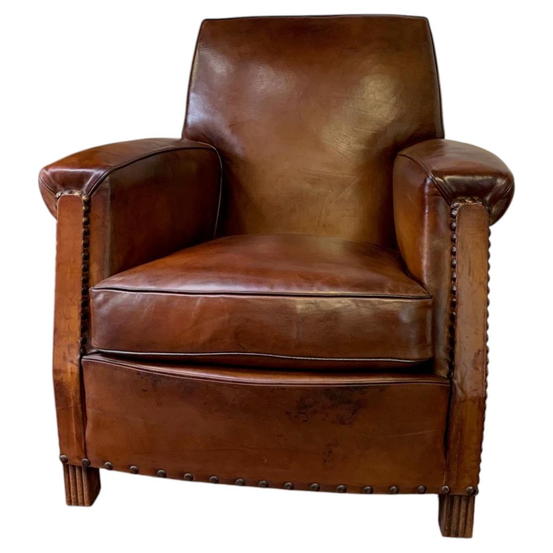 A Fantastic French Leather Club Chair Circa 1930’s