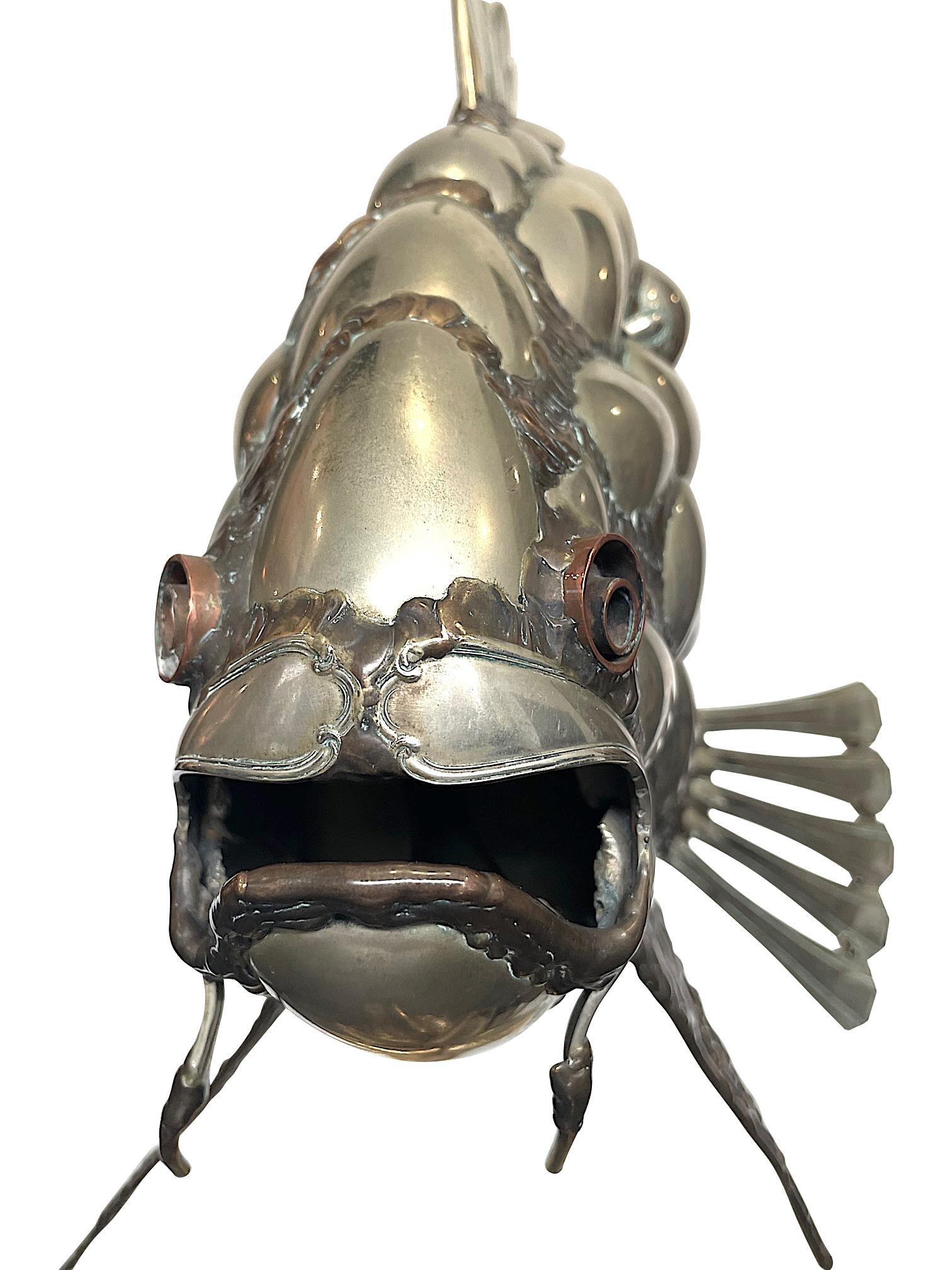 Fantastic Large 1950s Sculpture of a Fish Made from Silver Plated Spoons 2