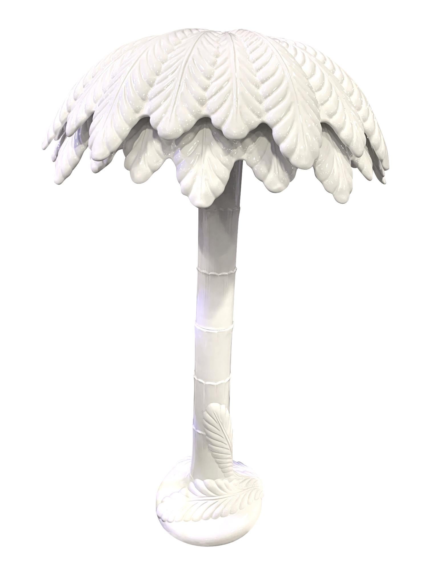 Fantastic Large 1970s Italian White Ceramic Palm Tree Floor Lamp 10