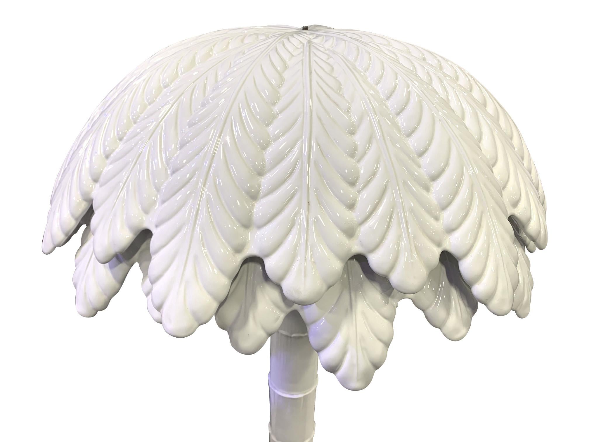 Mid-Century Modern Fantastic Large 1970s Italian White Ceramic Palm Tree Floor Lamp