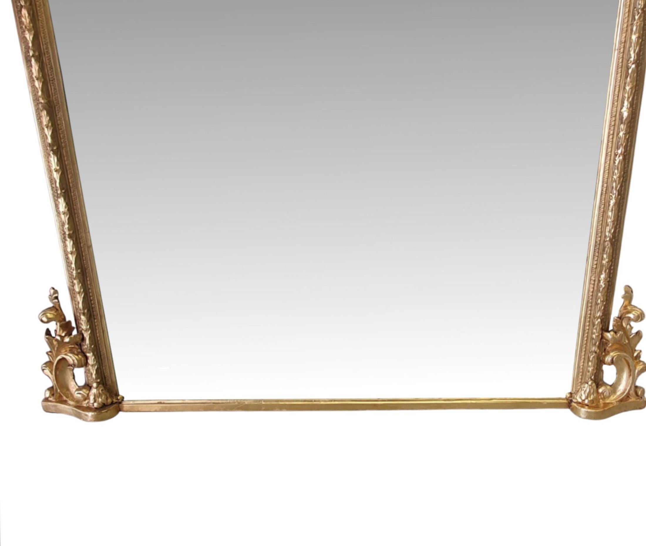 English Fantastic Large 19th Century Giltwood Overmantle Mirror For Sale
