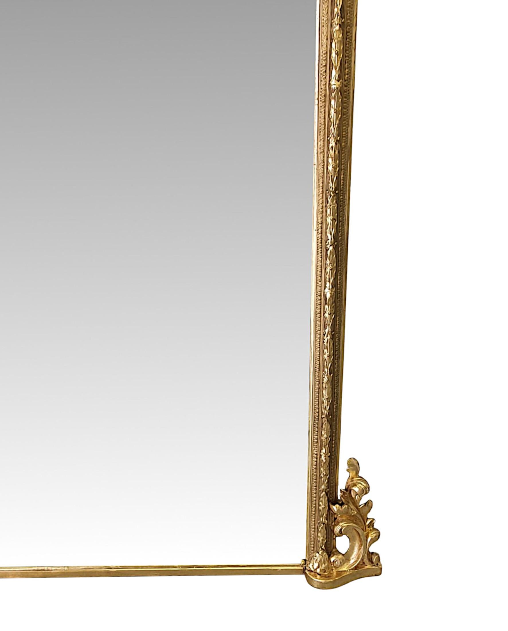Fantastic Large 19th Century Giltwood Overmantle Mirror In Good Condition For Sale In Dublin, IE