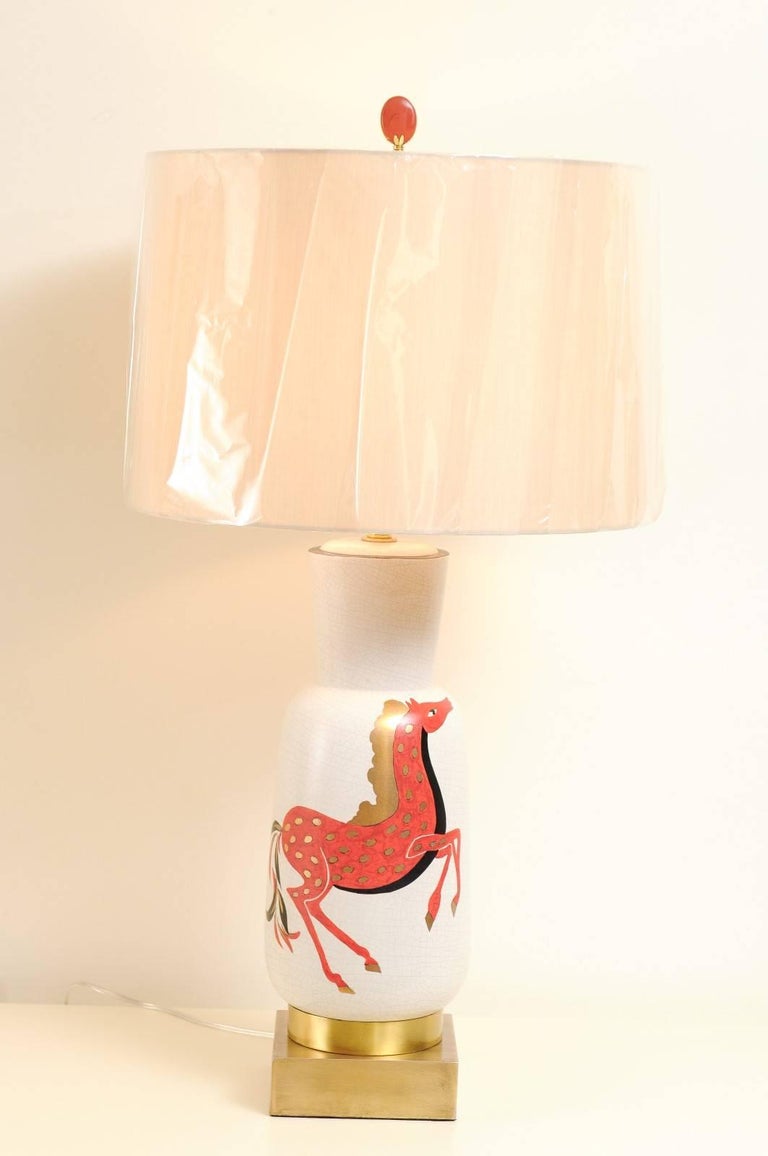 Fantastic Pair of HandPainted Italian Ceramic Lamps by Marbro, circa