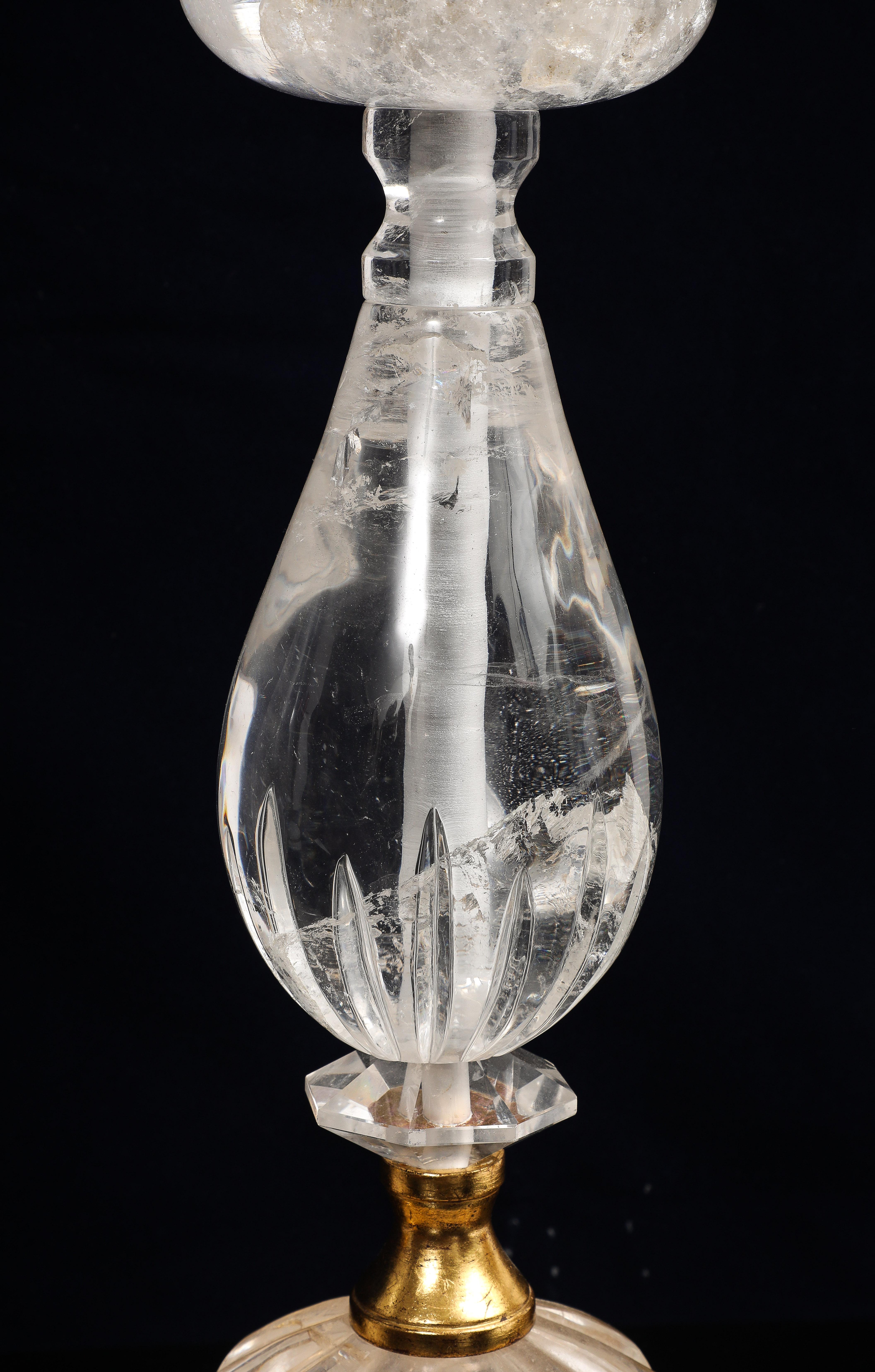 Fantastique paire de lampes de table en cristal Rock et bagues dorées du milieu du siècle dernier en vente 6