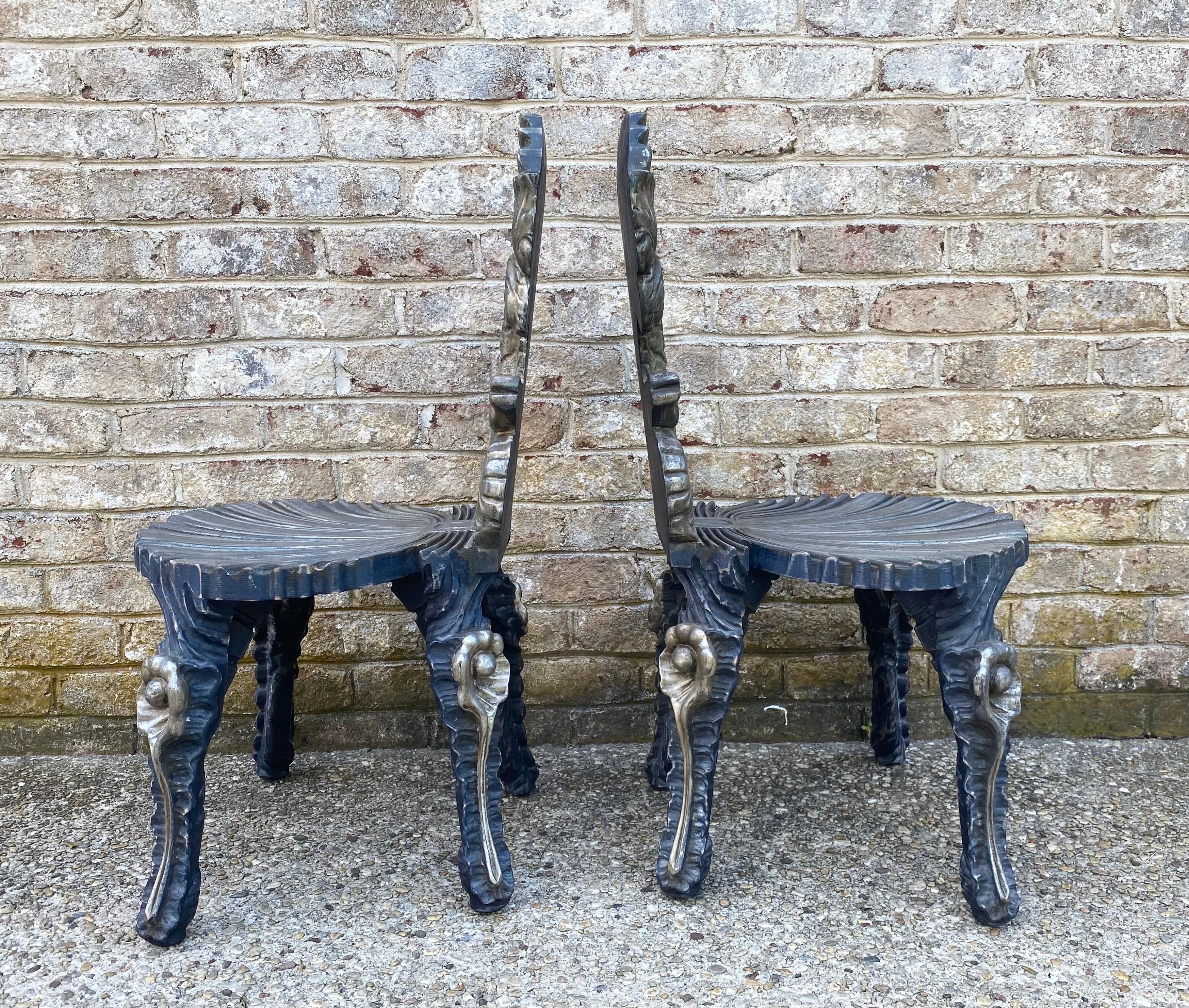 Fantastic Pair of Venetian Grotto Style Side Chairs For Sale 4