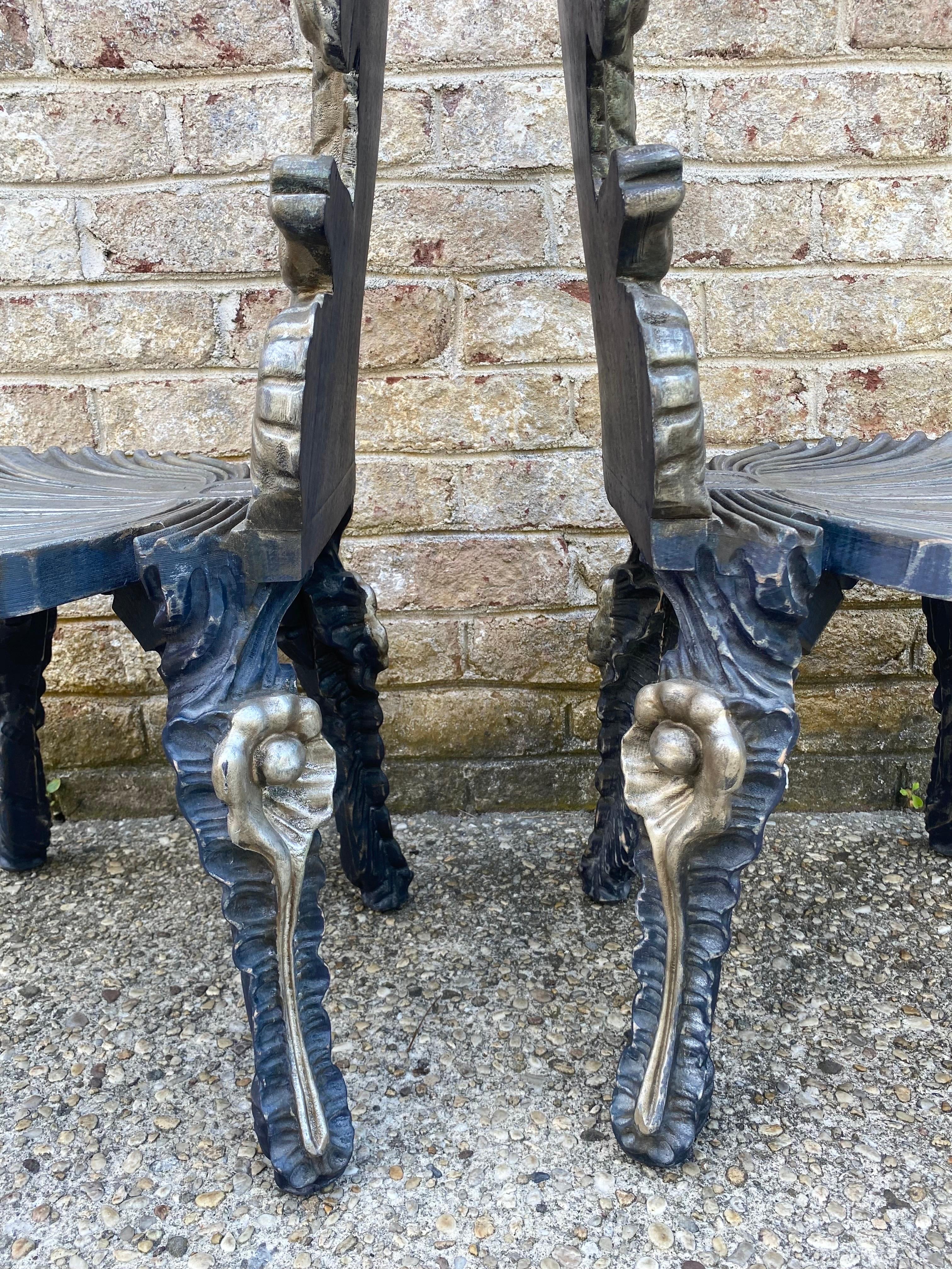 Fantastic Pair of Venetian Grotto Style Side Chairs For Sale 6