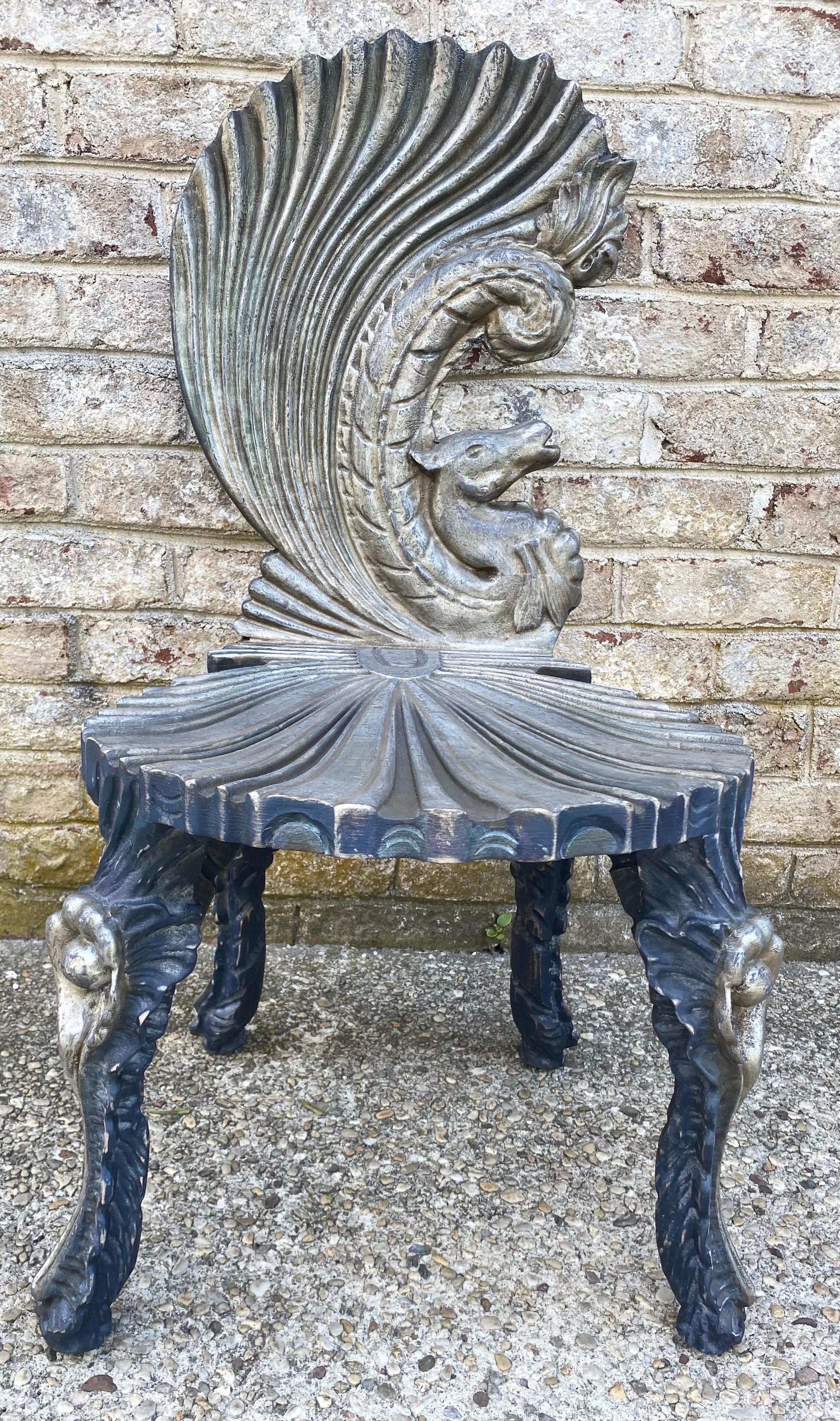 Wood Fantastic Pair of Venetian Grotto Style Side Chairs For Sale