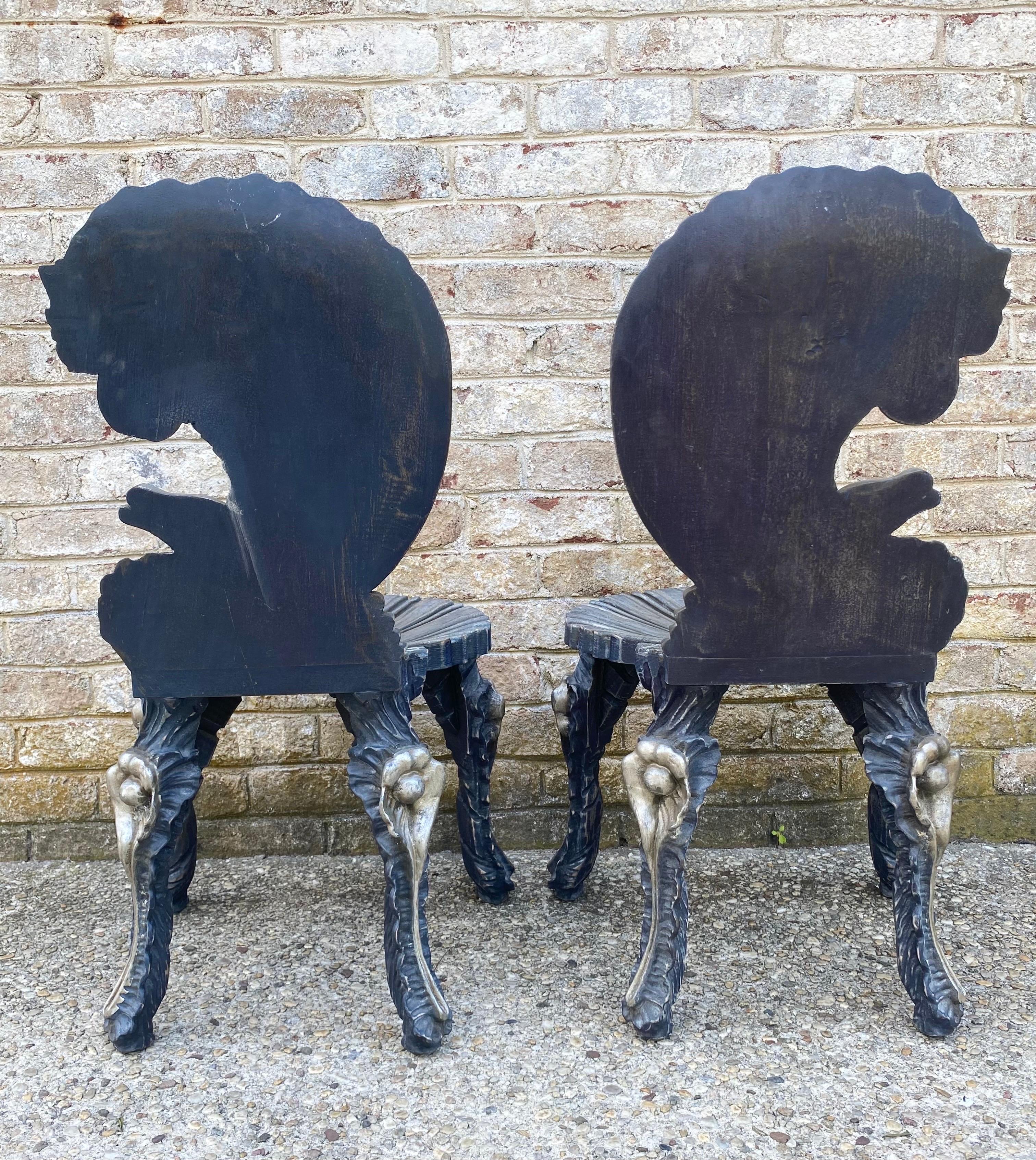 Fantastic Pair of Venetian Grotto Style Side Chairs For Sale 3