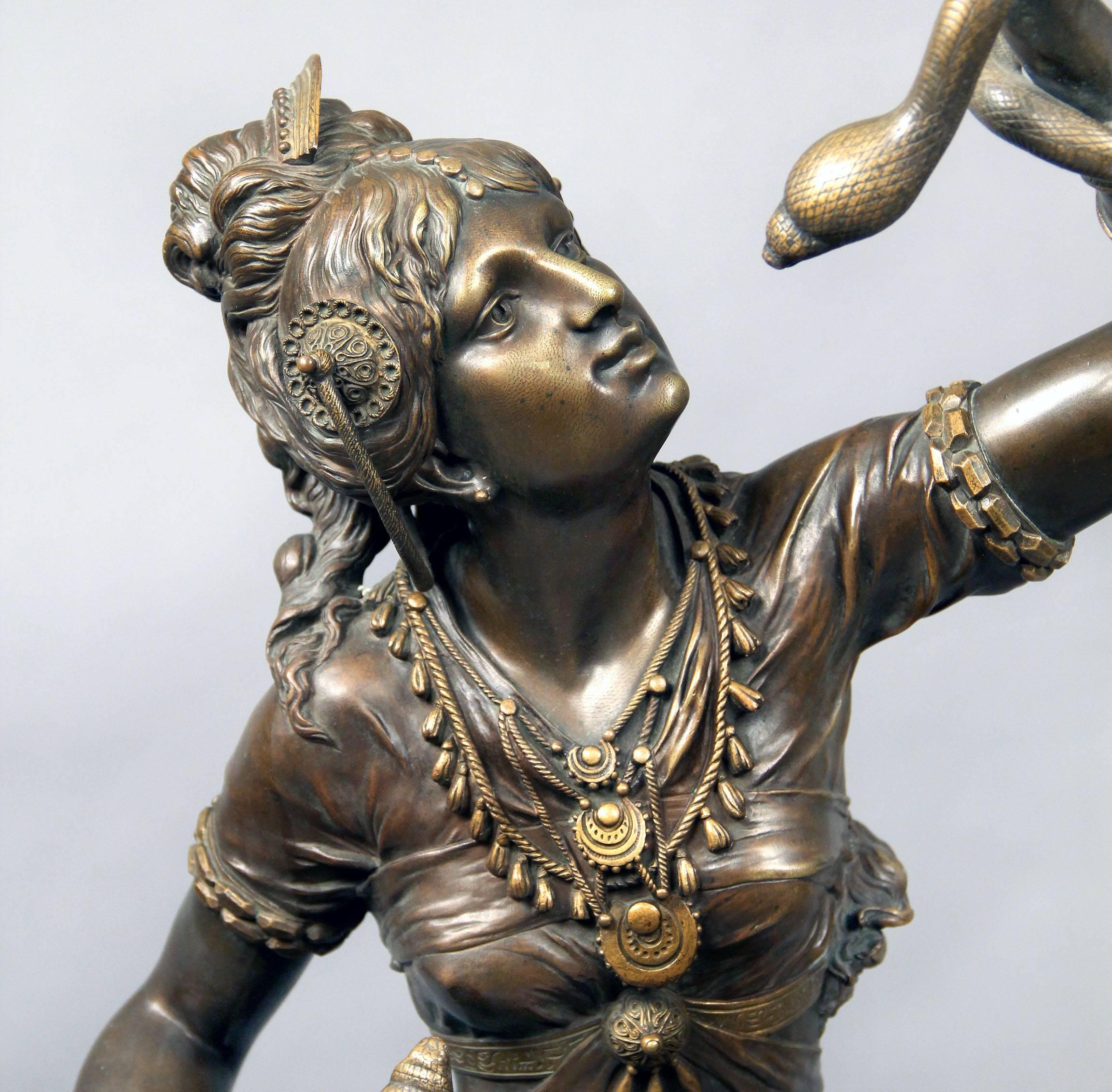 A fantastic quality late 19th century bronze sculpture of Cleopatra.

Signed Henri Plé.

The subject is based on the popular belief that when Cleopatra committed suicide by poisoning, it is that she was bitten by an asp.

Henri Honoré Plé was