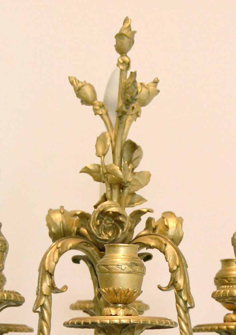 French Fantastic Quality Pair of Late 19th Century Gilt Bronze Six-Arm Candelabra For Sale