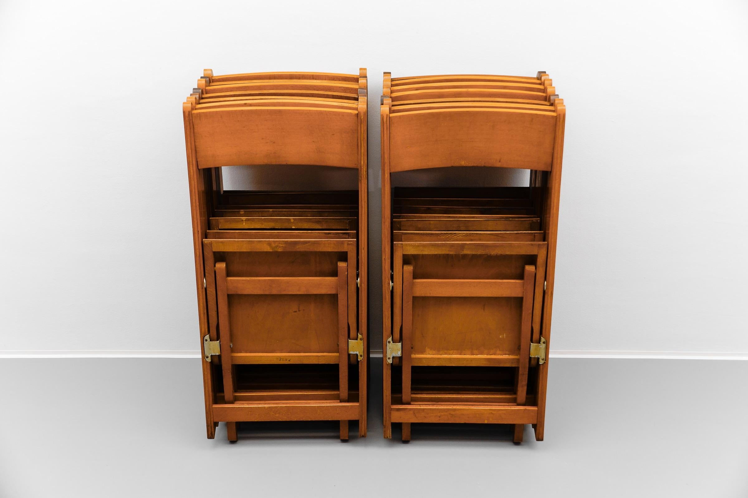 A Fantastic Set of 6 German Cinema Wooden Folding Chairs from the 40s / 50s 4