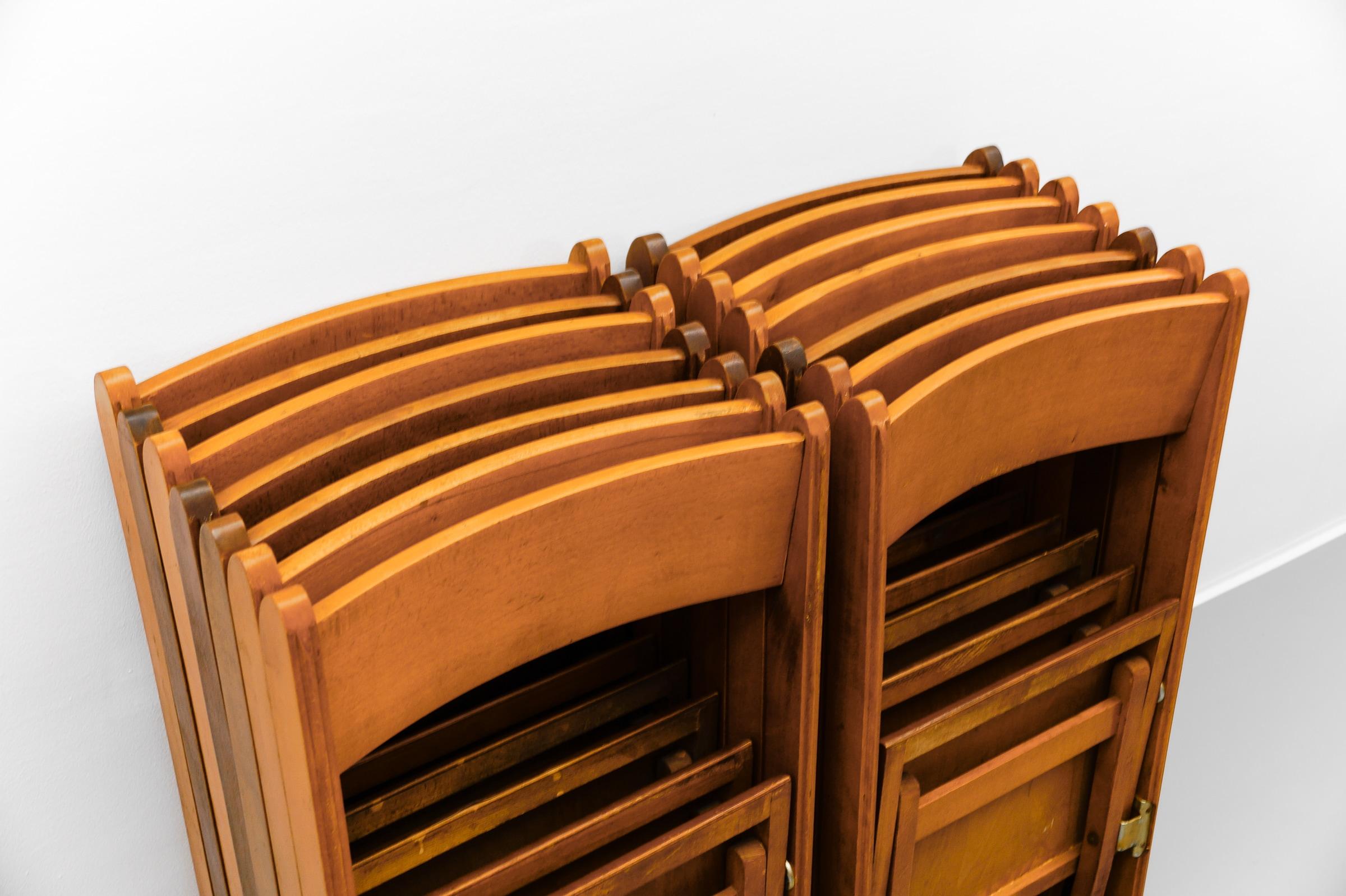 A Fantastic Set of 6 German Cinema Wooden Folding Chairs from the 40s / 50s 5