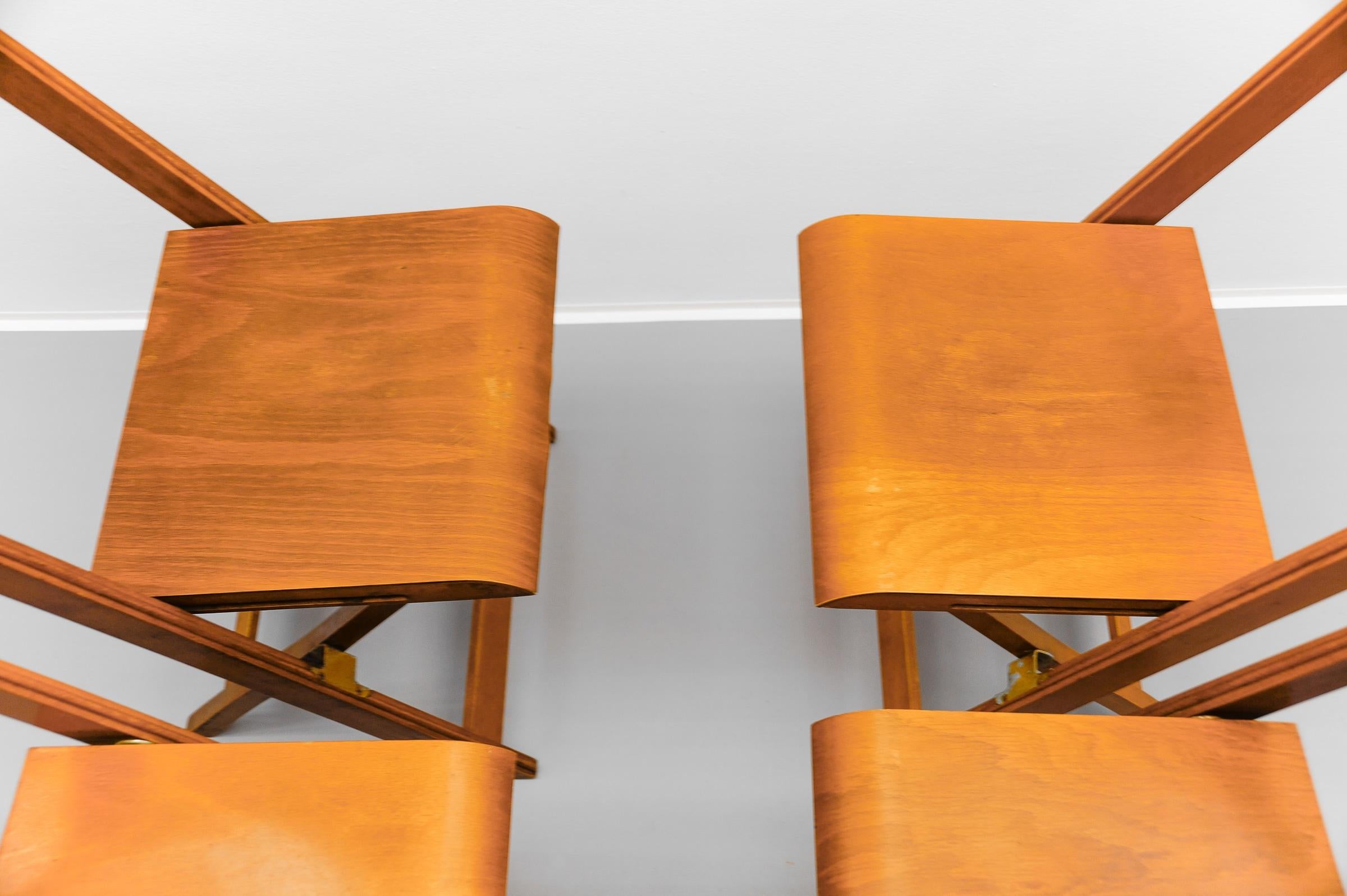 Metal A Fantastic Set of 6 German Cinema Wooden Folding Chairs from the 40s / 50s