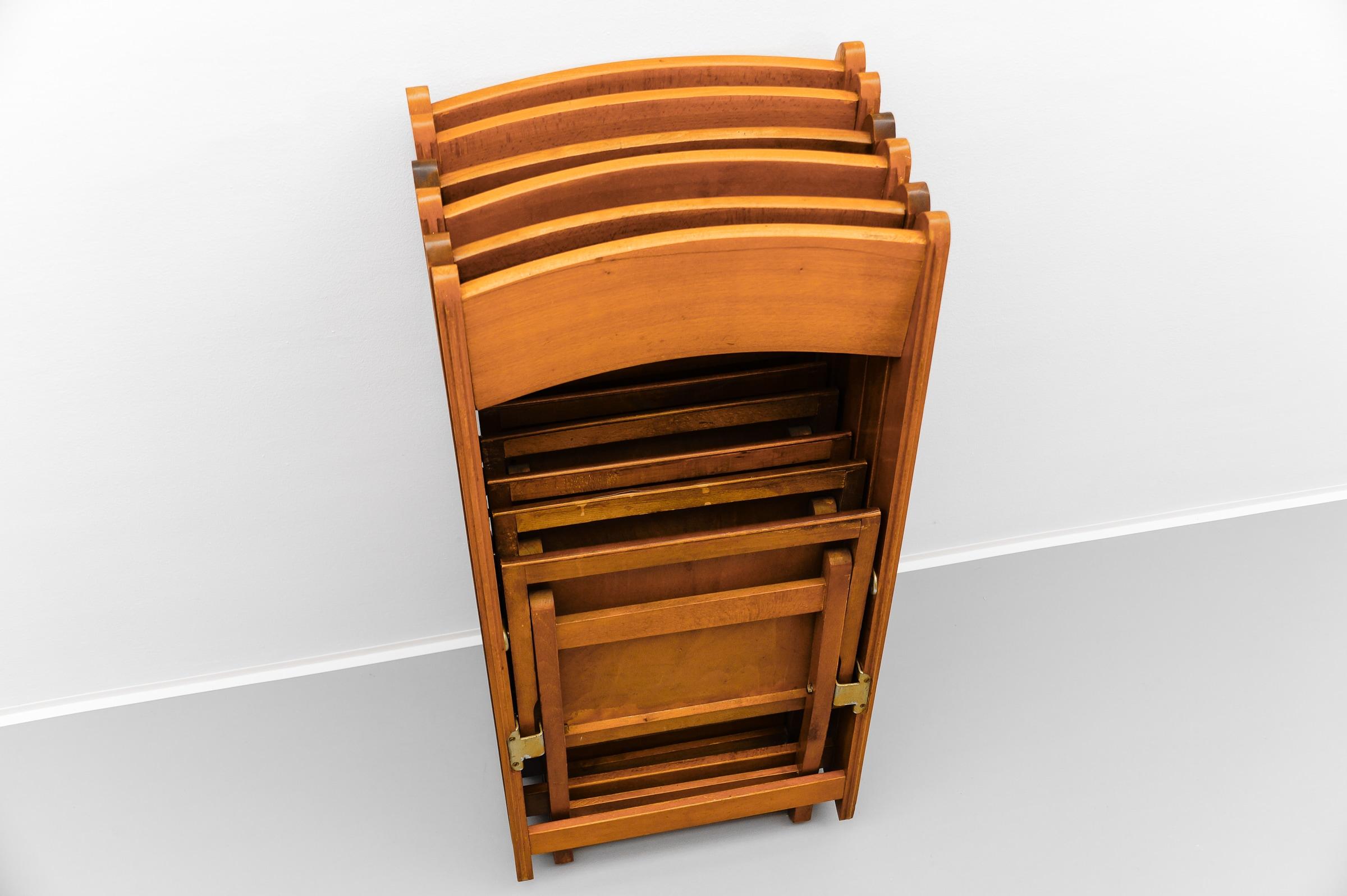 A Fantastic Set of 6 German Cinema Wooden Folding Chairs from the 40s / 50s 2