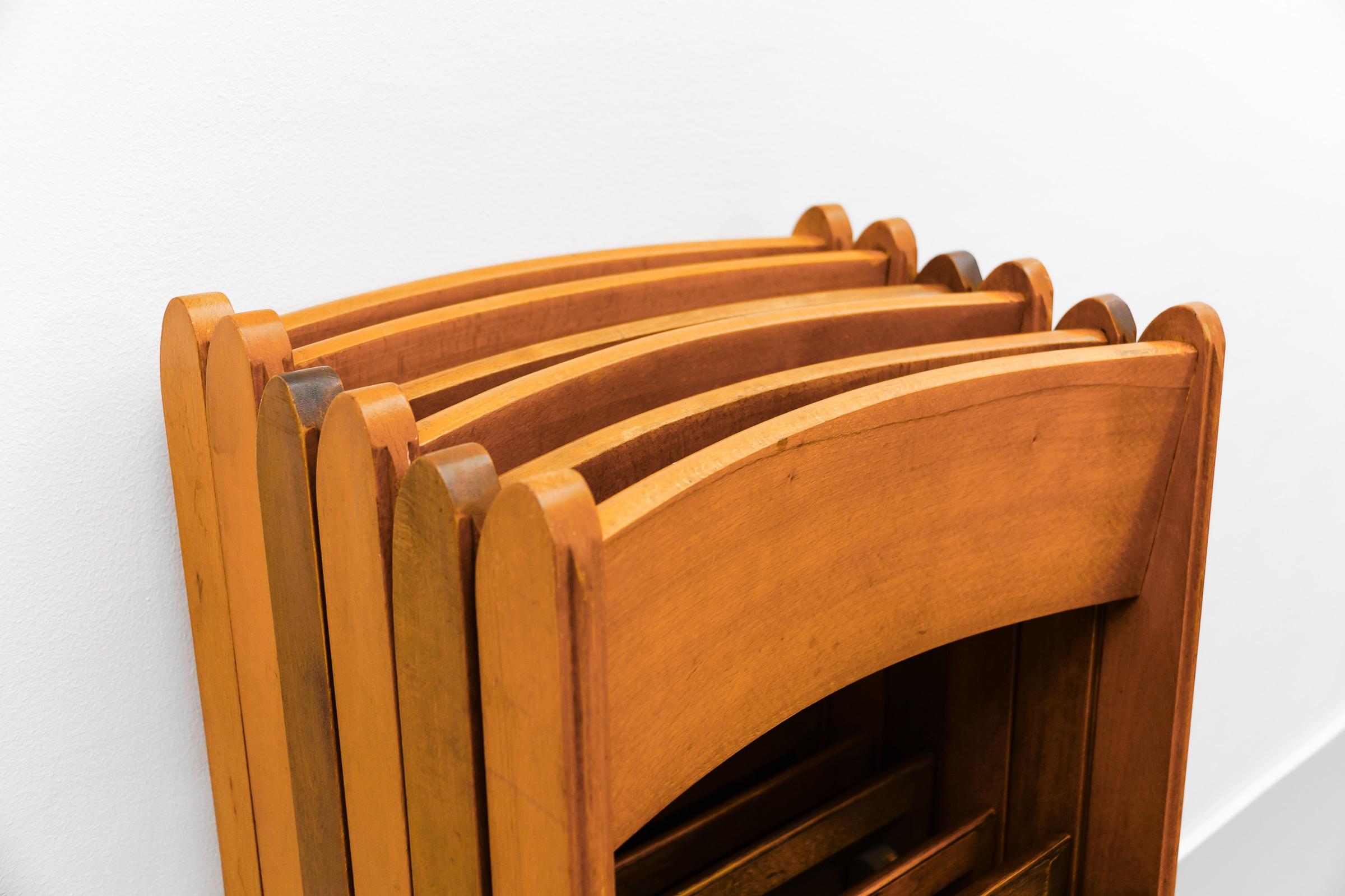 A Fantastic Set of 6 German Cinema Wooden Folding Chairs from the 40s / 50s 3