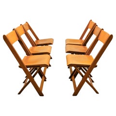 A Fantastic Set of 6 German Cinema Wooden Folding Chairs from the 40s / 50s