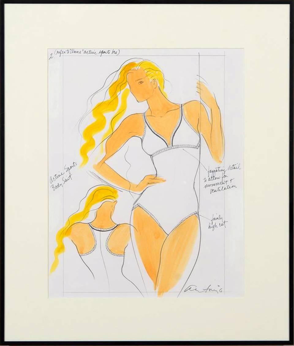 American Fantastic Set of Five Fashion Illustrations by Antonio Lopez For Sale