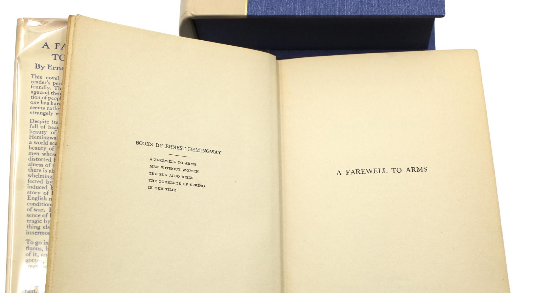 A Farewell to Arms von Ernest Hemingway, Erstausgabe in Aufbewahrungsbehälter-Jacke (Frühes 20. Jahrhundert) im Angebot