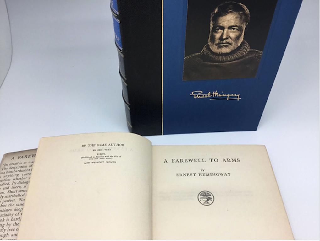 Hemingway, Ernest, A Farewell to Arms. London: Jonathan Cape, 1929. First British edition, second printing. Presented in original dust jacket with custom clamshell case.

This is a first British edition of A Farewell to Arms by Ernest Hemingway.