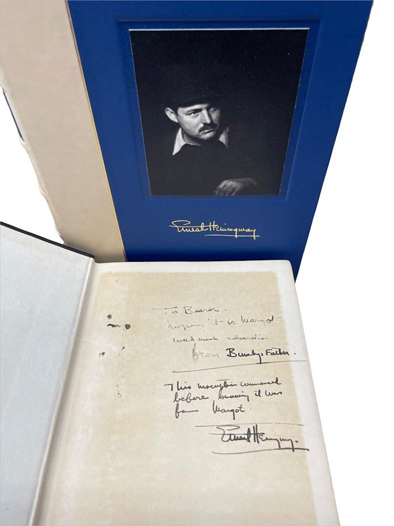 Hemingway, Ernest. A Farewell to Arms. New York: Charles Scribner's Sons, 1929. First edition, later printing. Signed and inscribed by Hemingway on the front free endpaper recto. Publisher's black cloth boards stamped in gilt; later issue