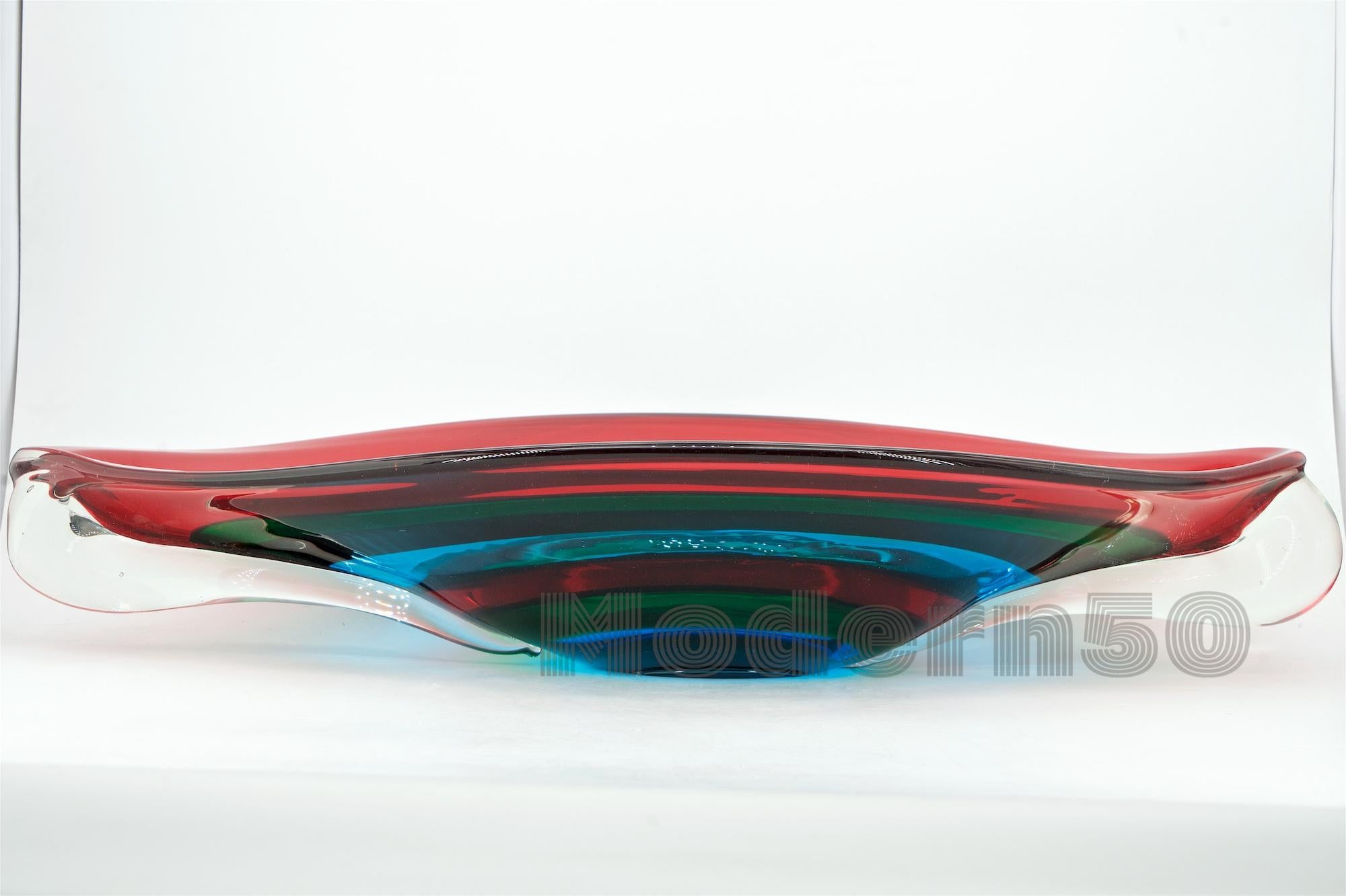 Art Glass Fasce Centerpiece Giant Eye Bowl Fulvio Bianconi IVR Mazzega Murano Sommerso For Sale