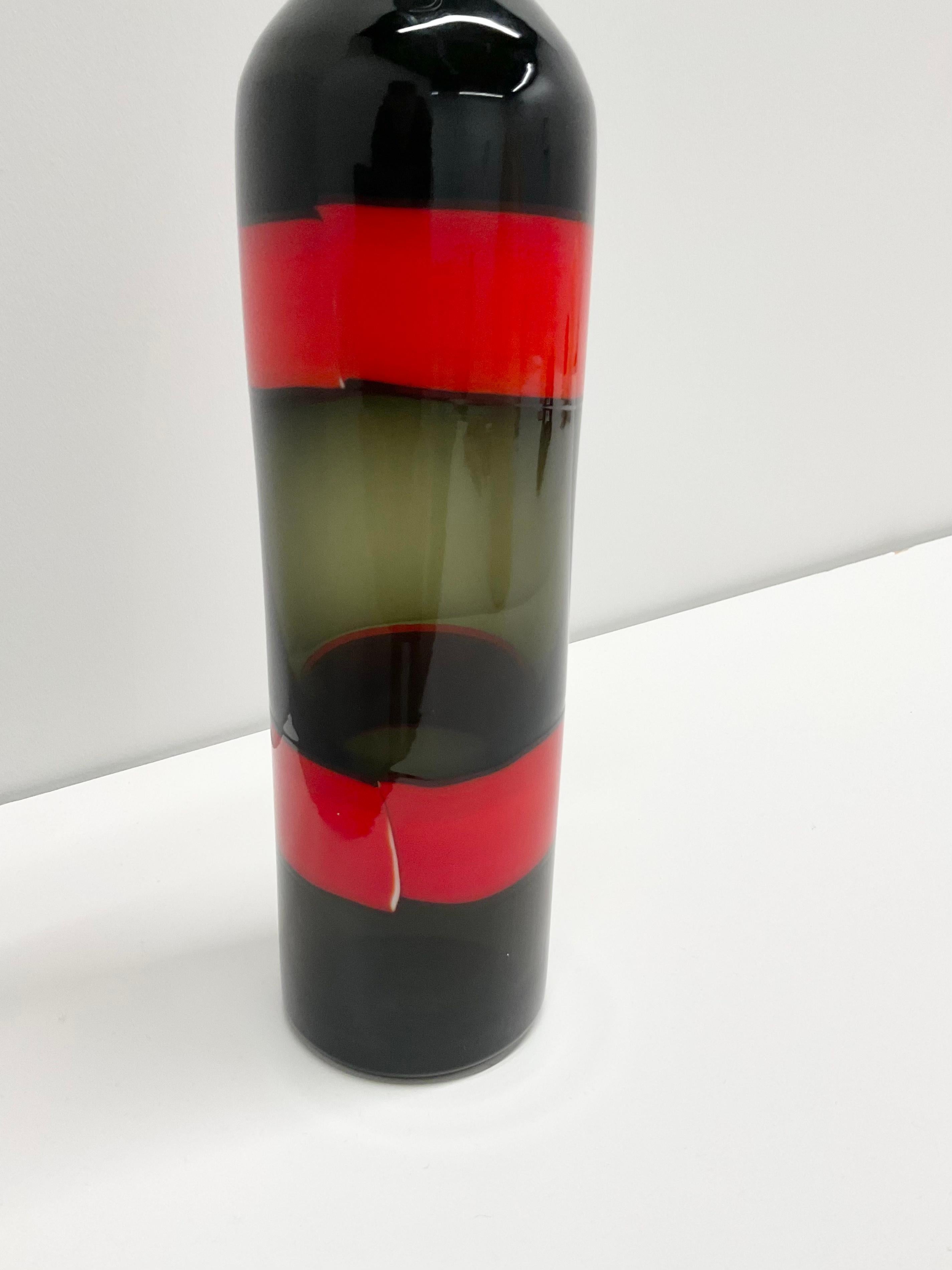 Polychromed Fasce “Orizzontali” Stoppered Bottle by Fulvio Bianconi, 1960s For Sale