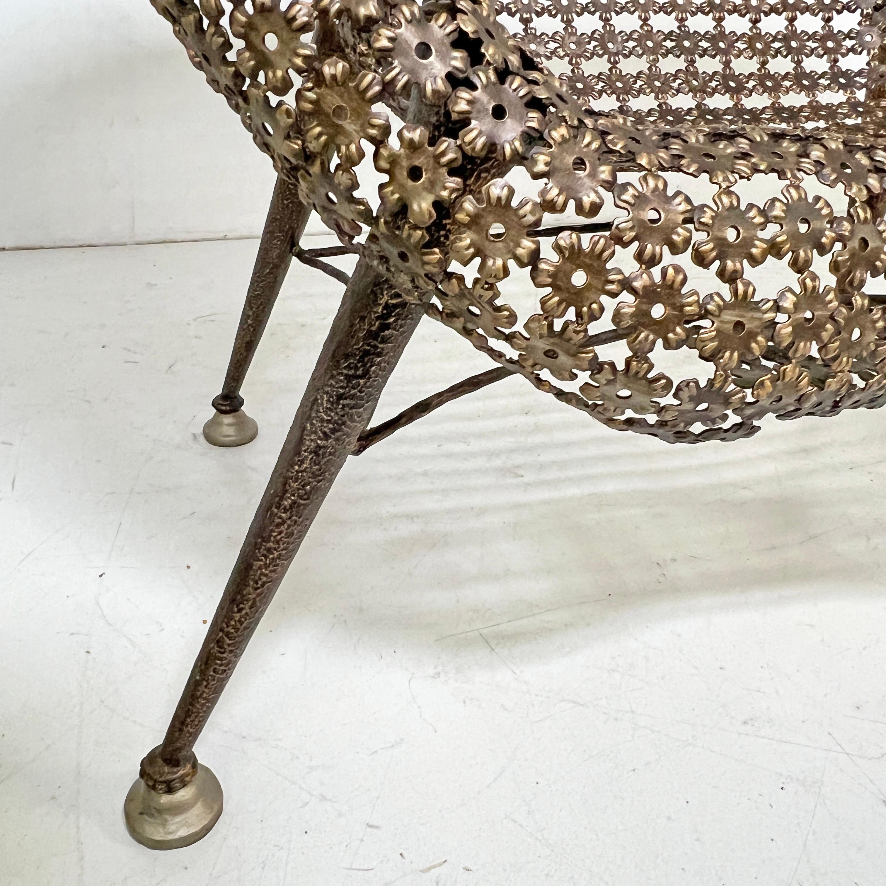 Fauteuil à Corbeille Bronzierter Stahlstuhl von Raymond Morales, Frankreich, ca. 1990s (Postmoderne) im Angebot