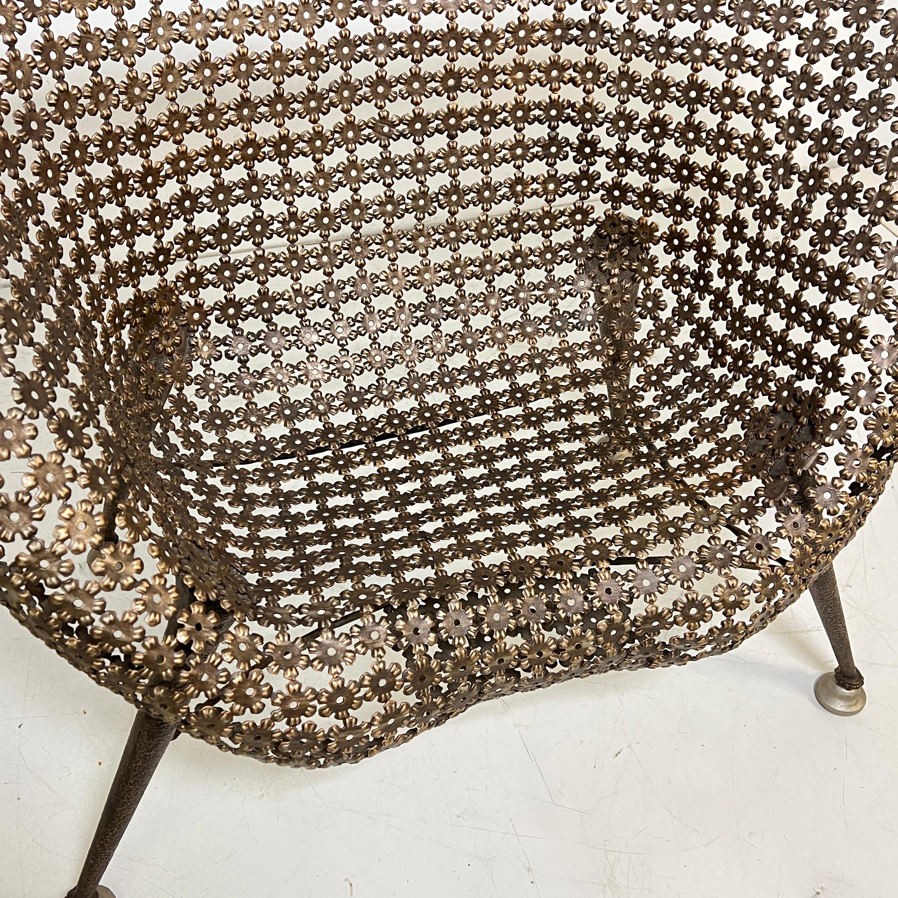 Fauteuil à Corbeille Bronzierter Stahlstuhl von Raymond Morales, Frankreich, ca. 1990s im Angebot 1