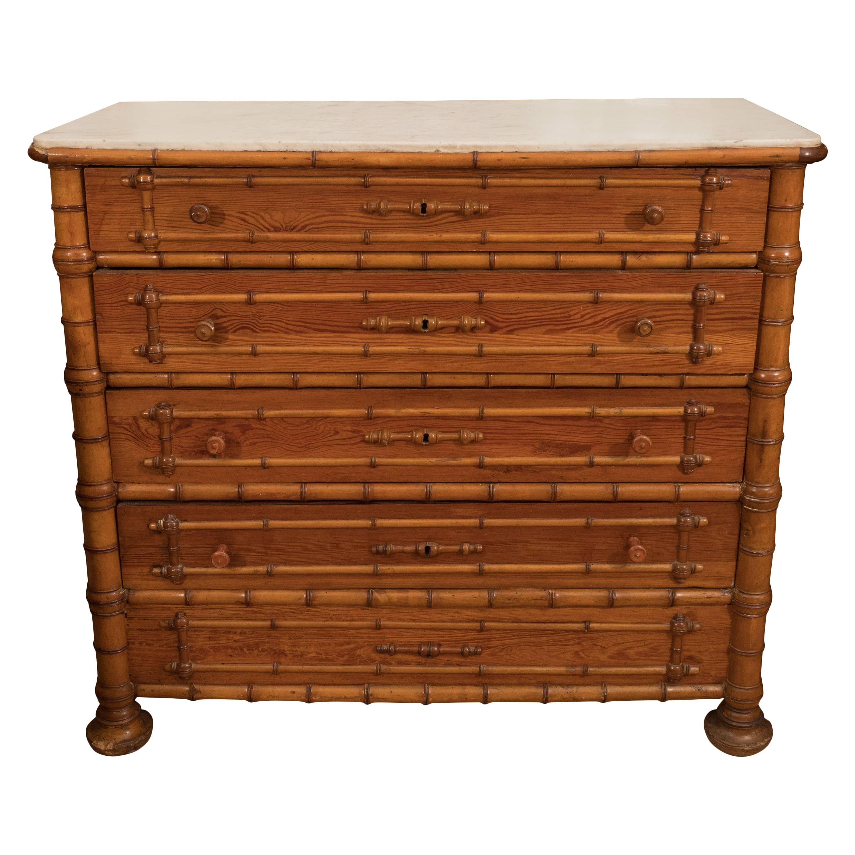 Faux Bamboo Chest with Marble Top
