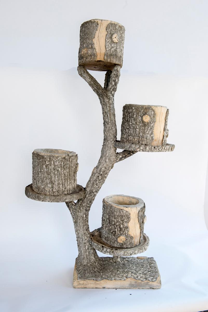 Faux Bois Jardinière Tree with Four Faux Bois Baskets 4