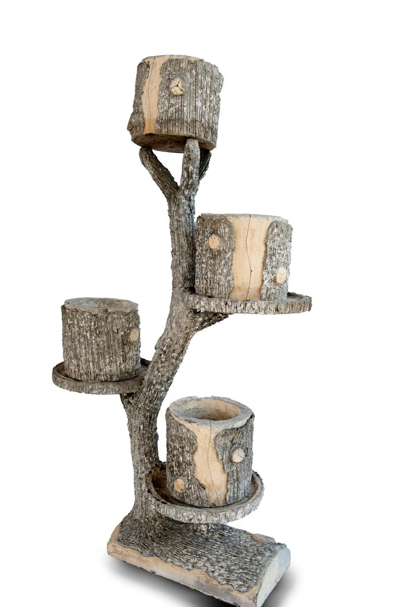 Faux Bois Jardinière Tree with Four Faux Bois Baskets 5